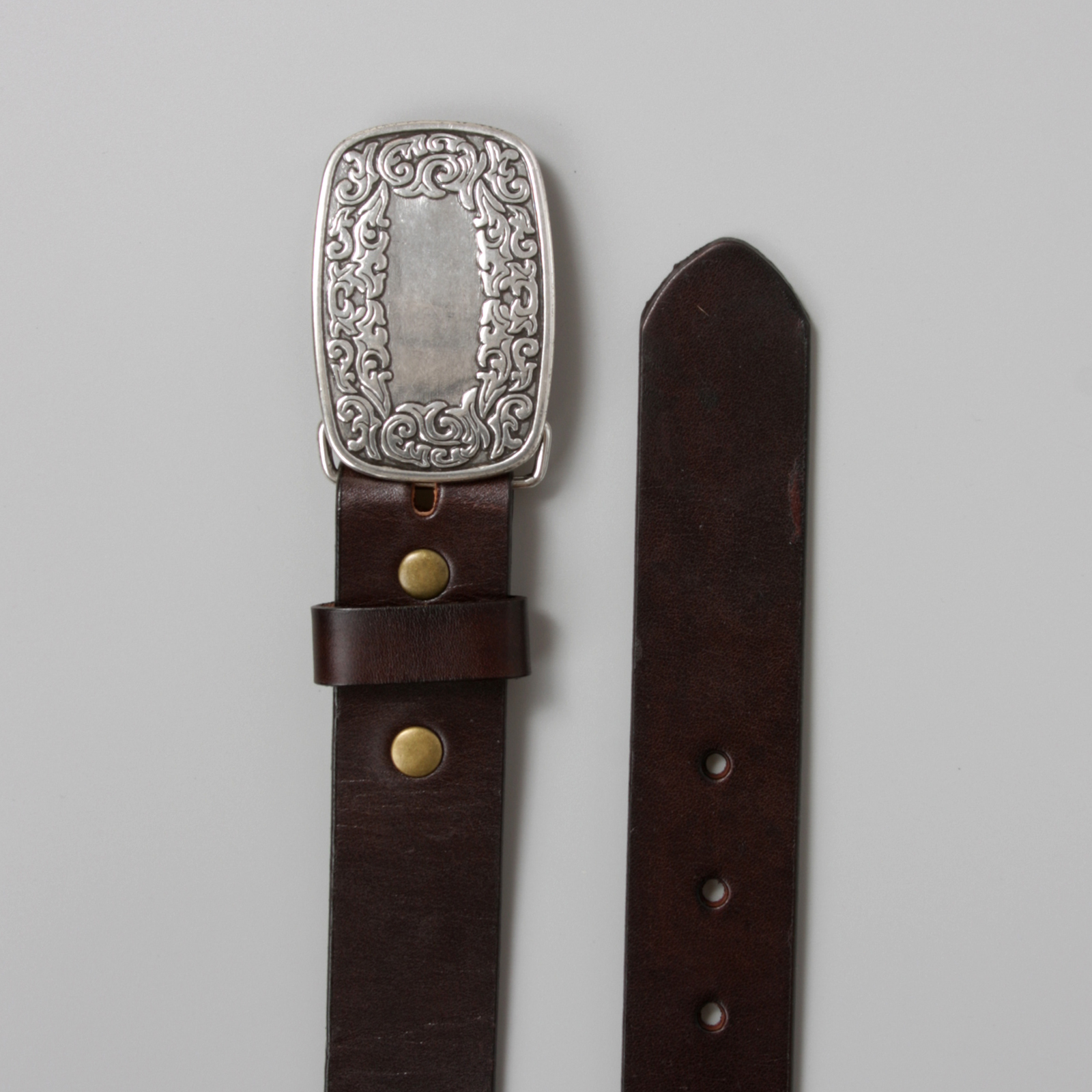 Snap On Leather Jean Belt with Western Fancy Scroll Engraving Oval Buckle - Bild 21 von 33