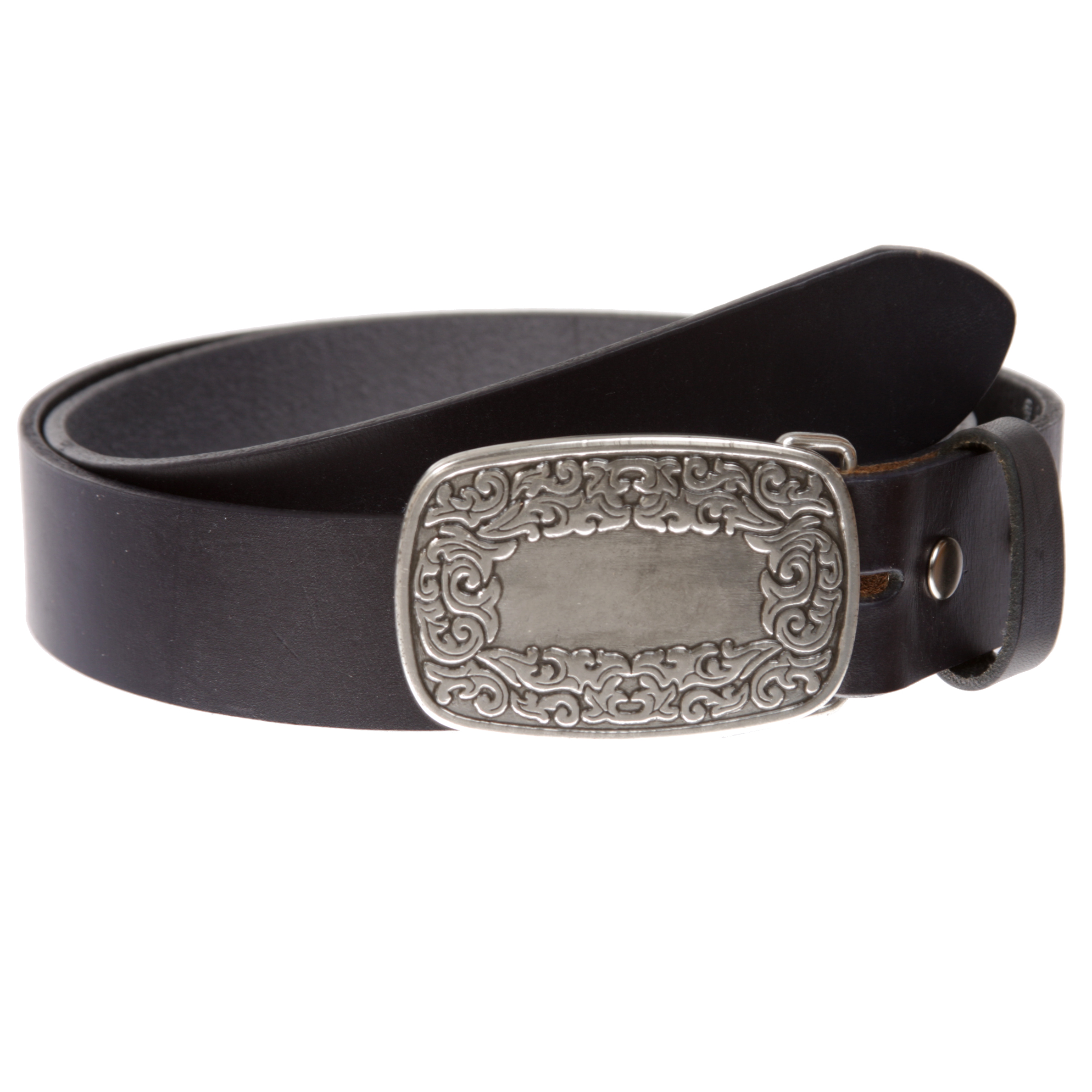 Snap On Leather Jean Belt with Western Fancy Scroll Engraving Oval Buckle - Bild 26 von 33