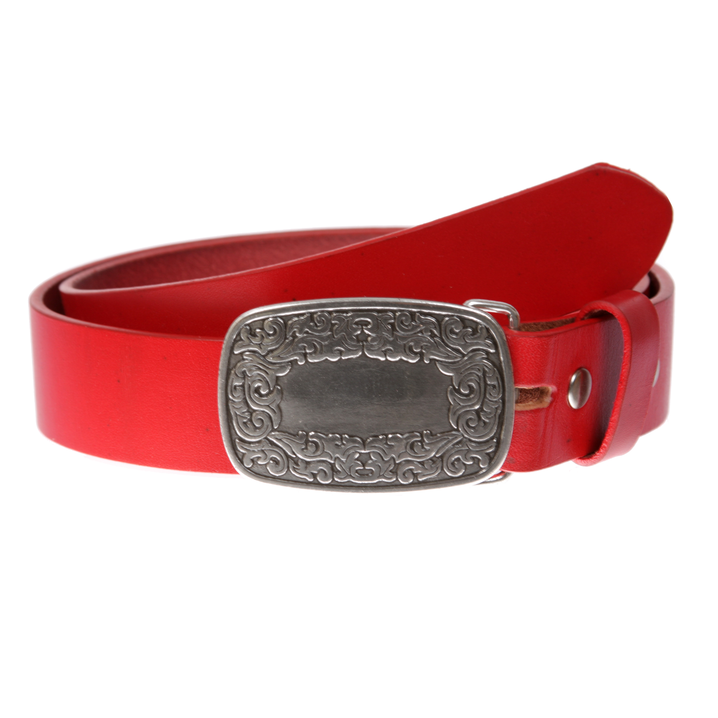 Snap On Leather Jean Belt with Western Fancy Scroll Engraving Oval Buckle - Bild 17 von 33