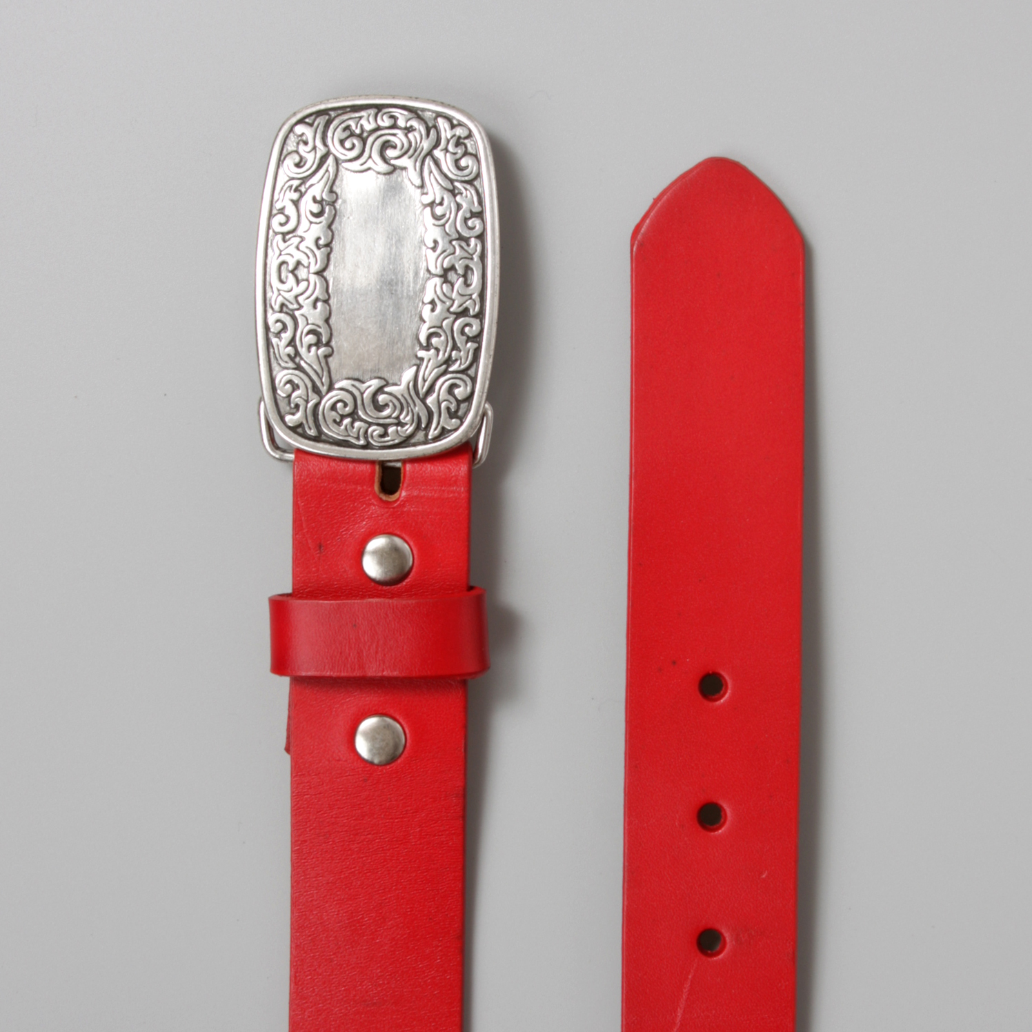 Snap On Leather Jean Belt with Western Fancy Scroll Engraving Oval Buckle - Bild 18 von 33