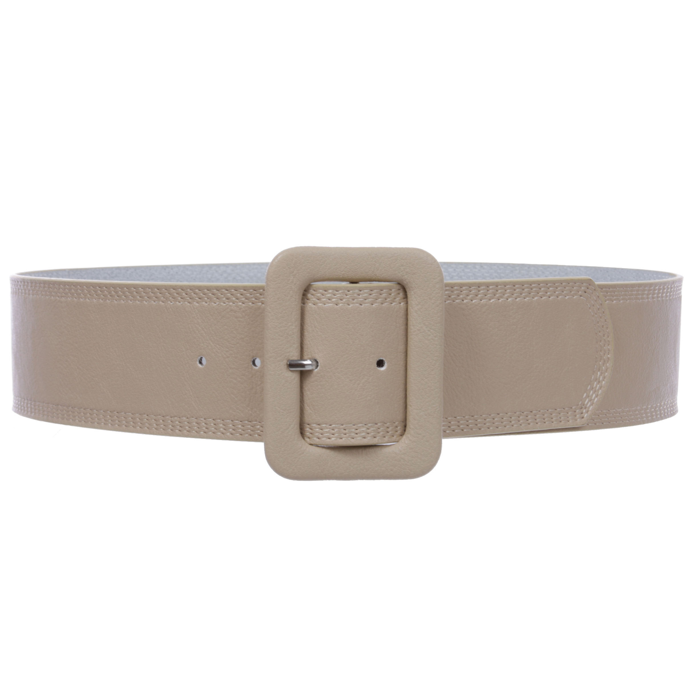 "Women's 2 1/4\" Wide High Waist Stitch Rectangular Leather Belt"