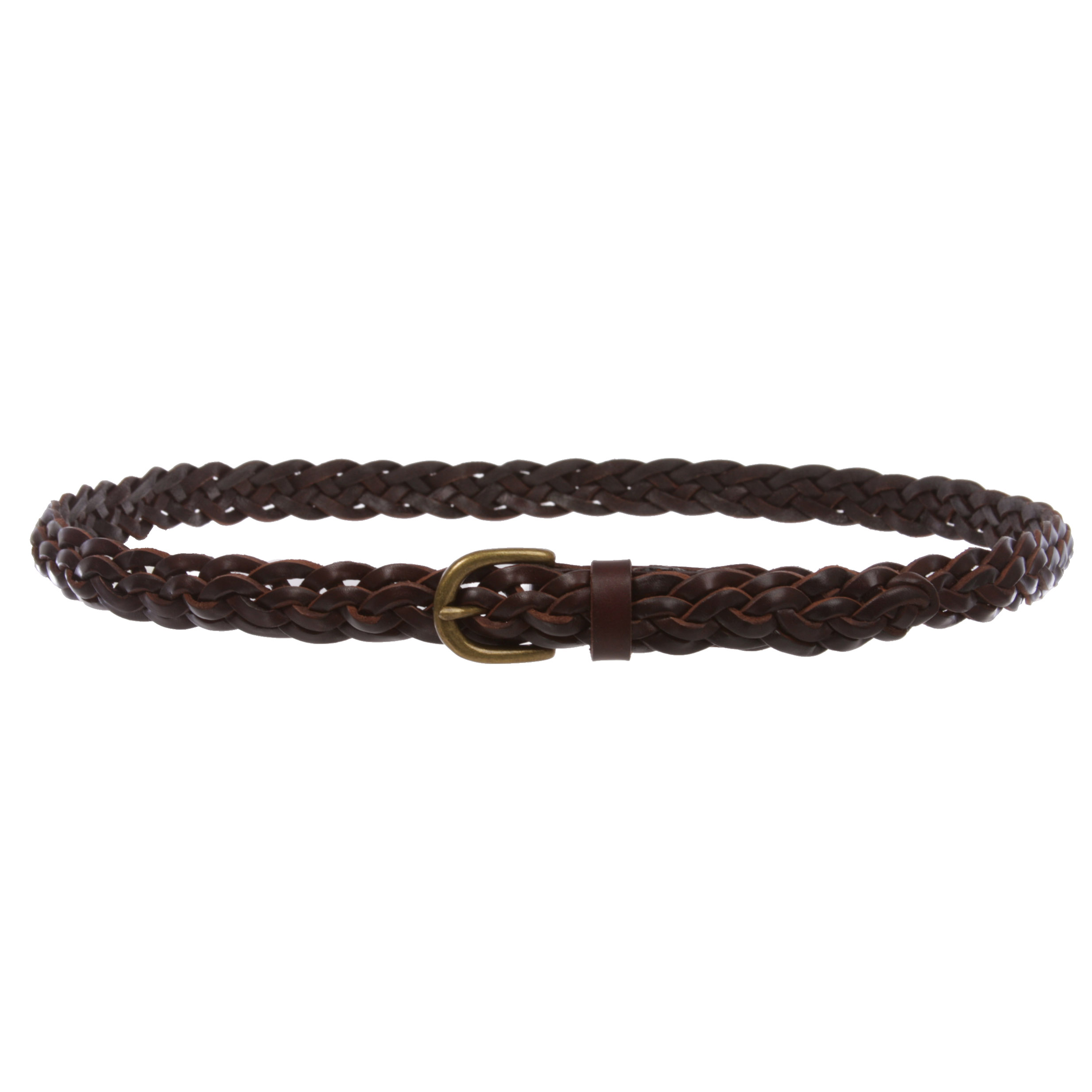 Women's 7/8" Braided Woven Skinny Cowhide Top Full Grain Solid Leather Belt - Picture 12 of 17
