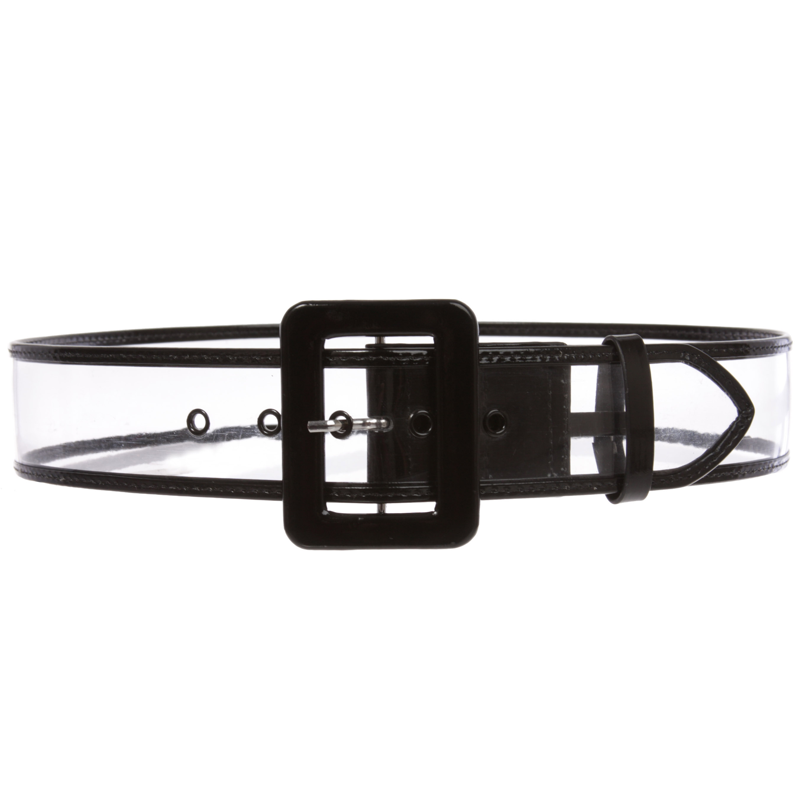 Women's 2" Wide Color-Trimmed Patent Leather Transparent Jelly Clear Belt - Picture 39 of 46