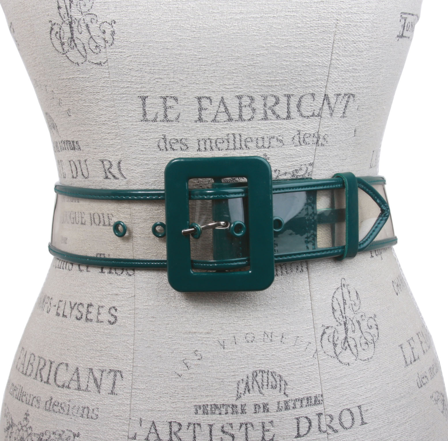 Women's 2" Wide Color-Trimmed Patent Leather Transparent Jelly Clear Belt - Picture 17 of 46