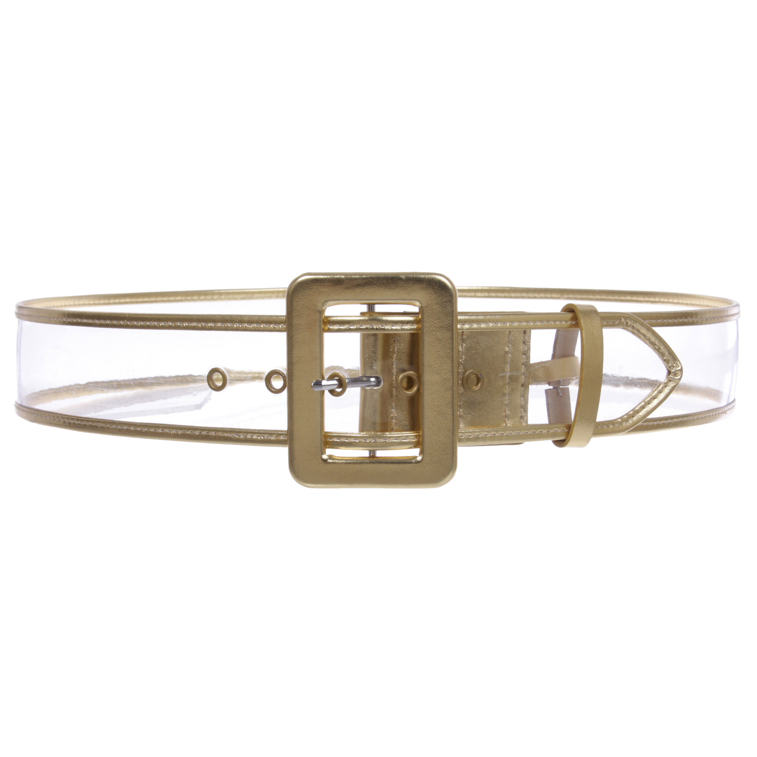 Women's 2" Wide Color-Trimmed Patent Leather Transparent Jelly Clear Belt - Picture 19 of 46