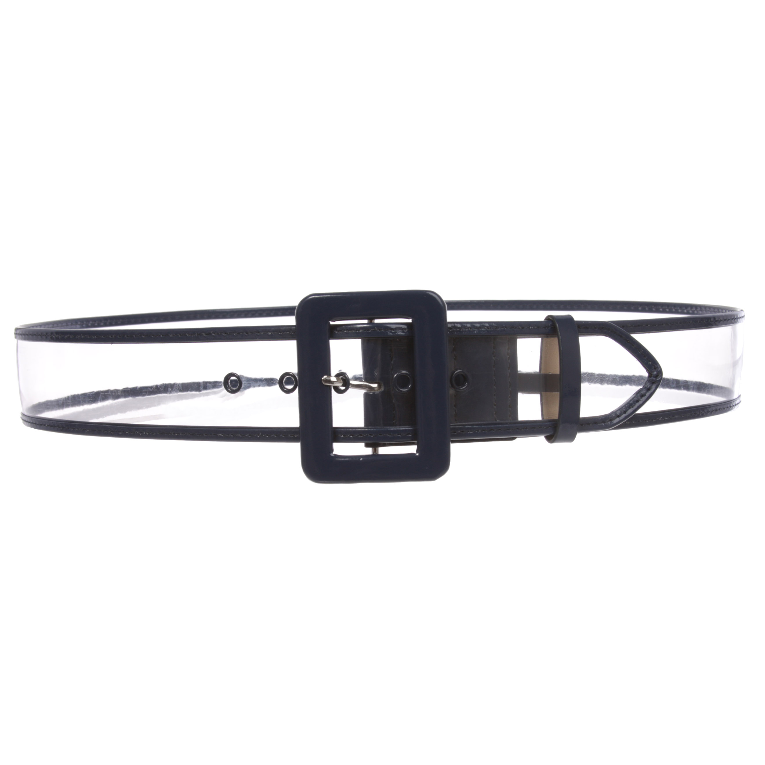 Women's 2" Wide Color-Trimmed Patent Leather Transparent Jelly Clear Belt - Picture 25 of 46