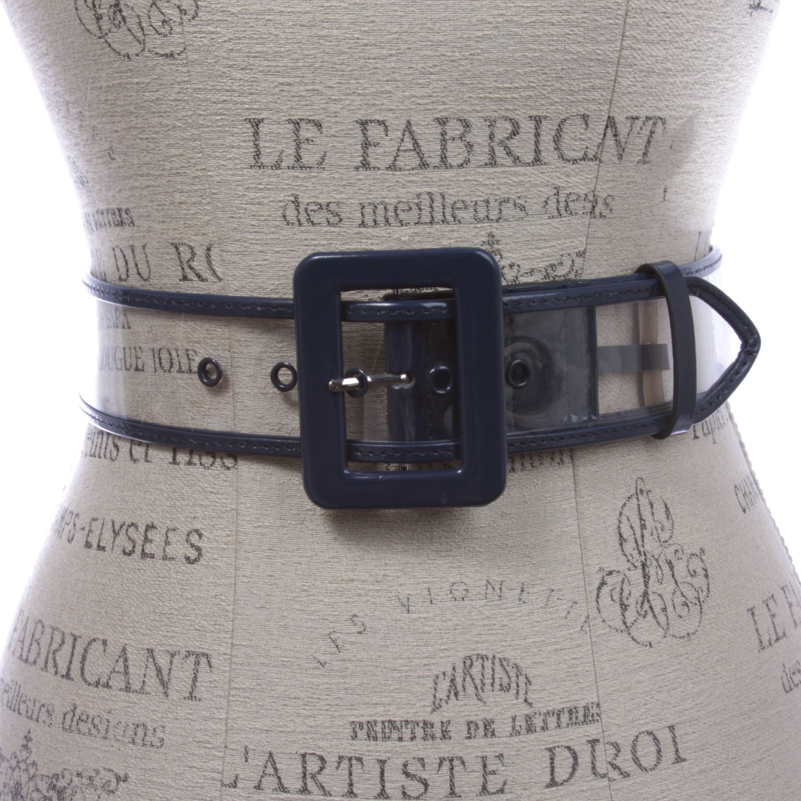Women's 2" Wide Color-Trimmed Patent Leather Transparent Jelly Clear Belt - Picture 26 of 46