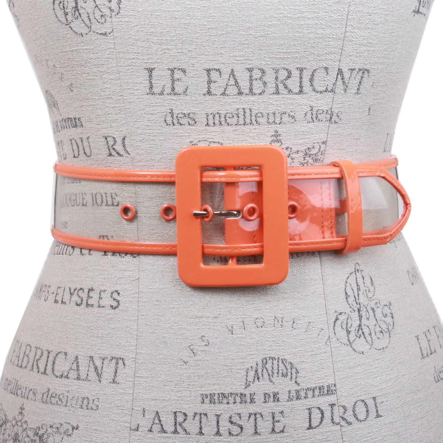 Women's 2" Wide Color-Trimmed Patent Leather Transparent Jelly Clear Belt - Picture 43 of 46