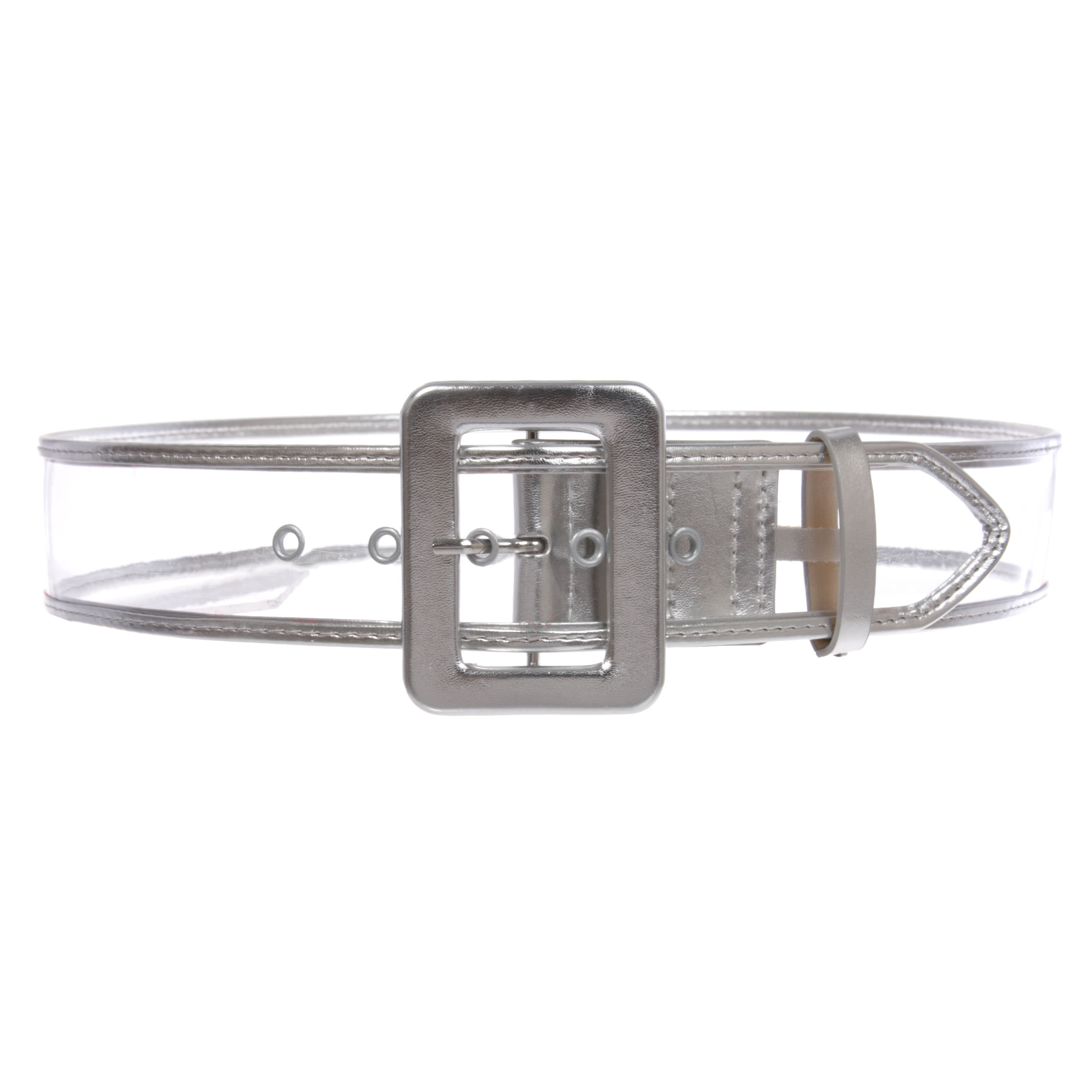 Women's 2" Wide Color-Trimmed Patent Leather Transparent Jelly Clear Belt - Picture 22 of 46