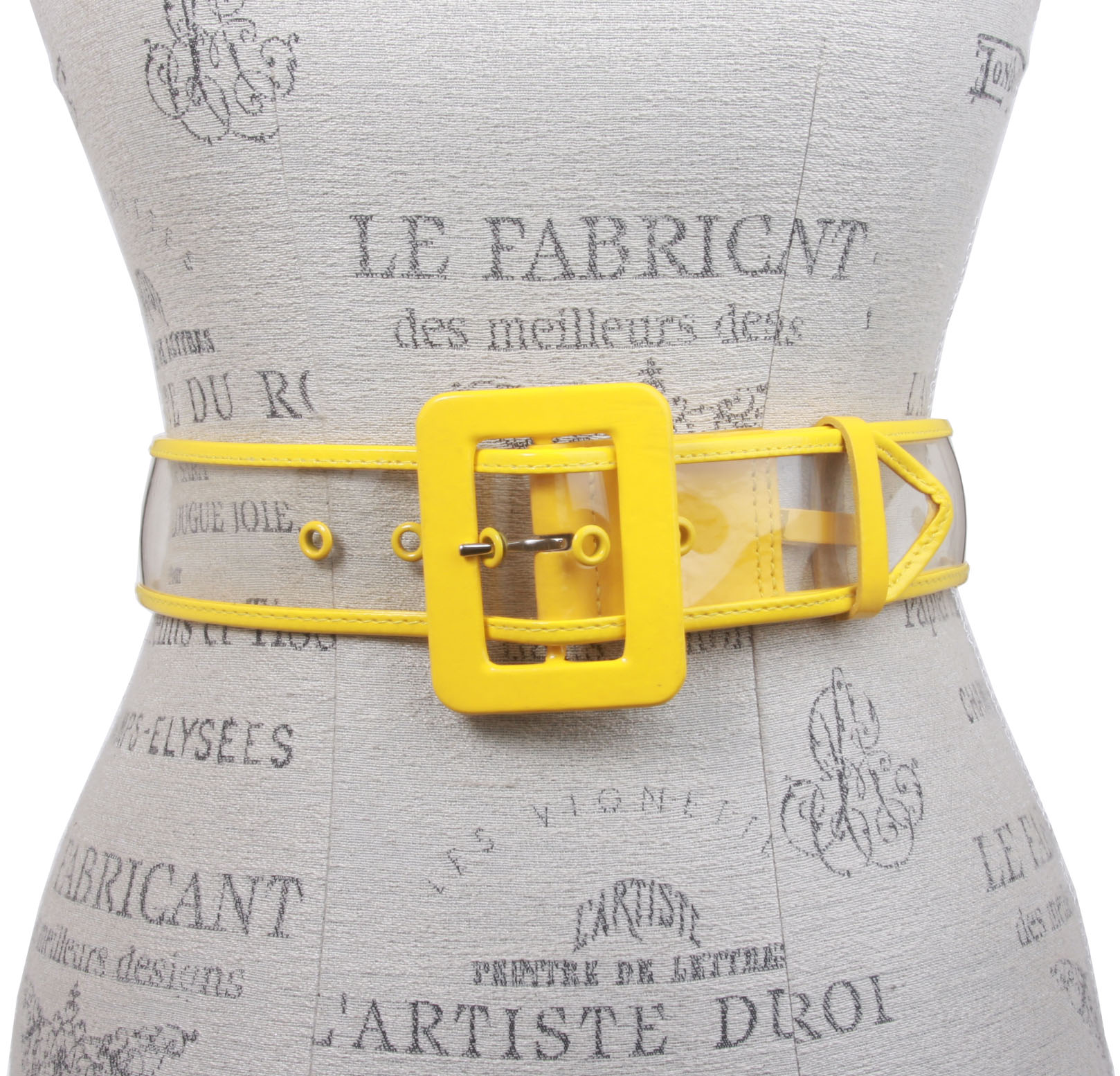 Women's 2" Wide Color-Trimmed Patent Leather Transparent Jelly Clear Belt - Picture 34 of 46