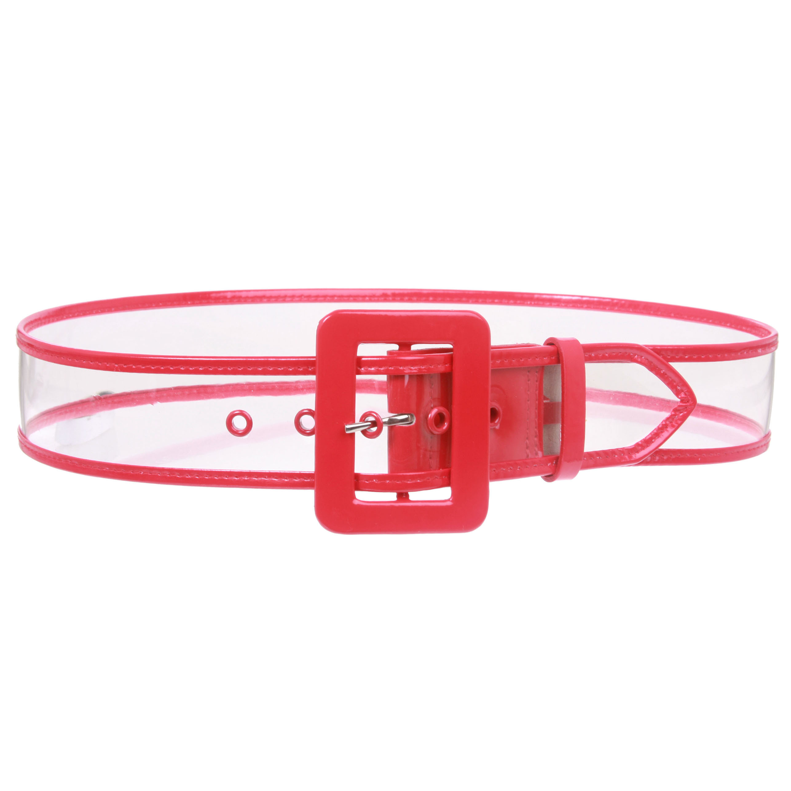 Women's 2" Wide Color-Trimmed Patent Leather Transparent Jelly Clear Belt - Picture 13 of 46