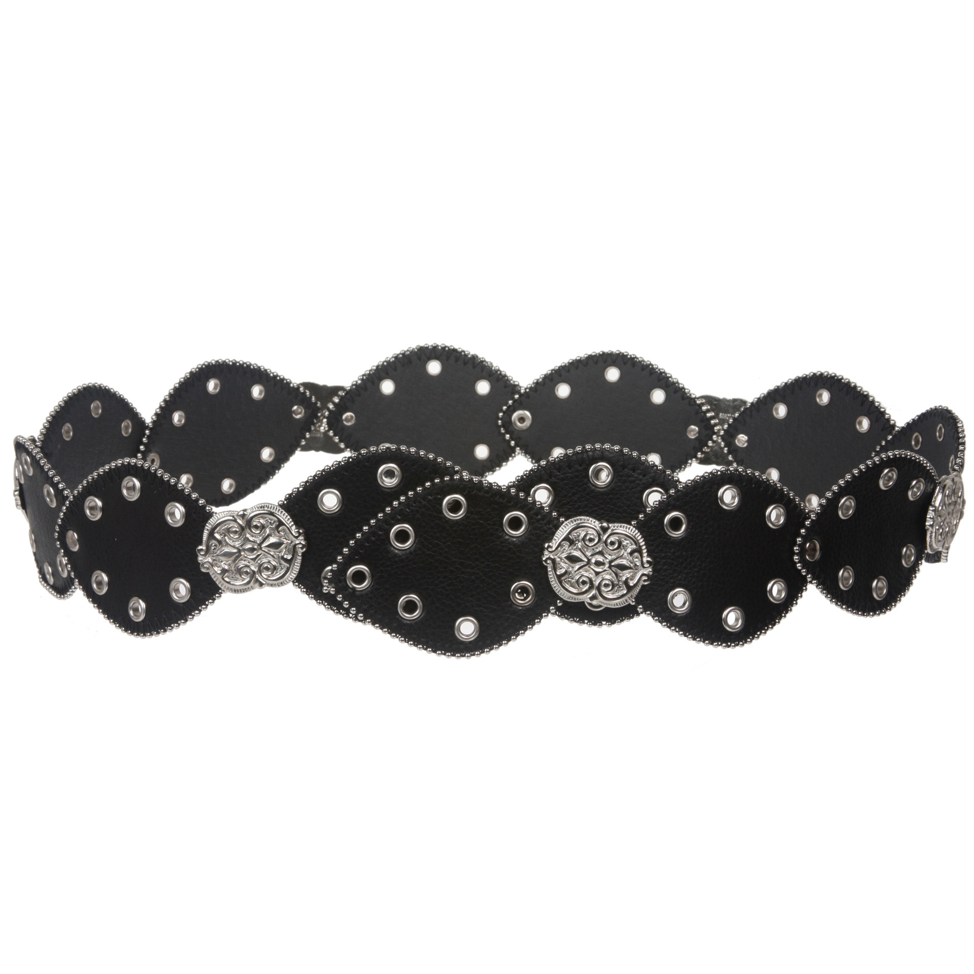 2 1/2" (60 mm) breiter Boho ovale Scheibe Concho Öse Leder Gliedergürtel - Bild 7 von 8
