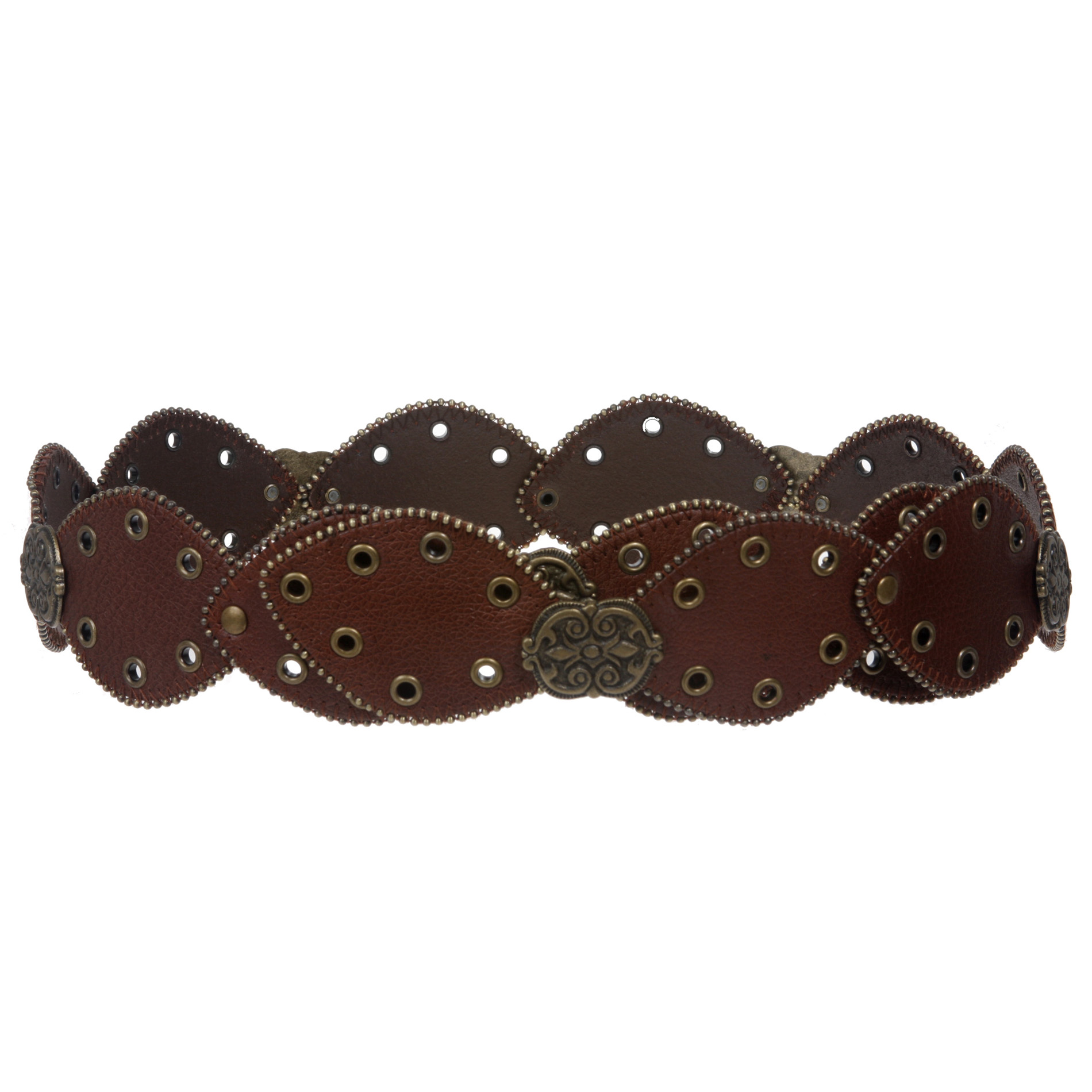 2 1/2" (60 mm) breiter Boho ovale Scheibe Concho Öse Leder Gliedergürtel - Bild 5 von 8