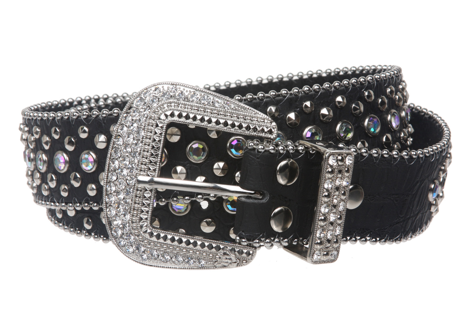 Snap On Western Cowgirl Alligator Rhinestone Studded Leather  display picture 3