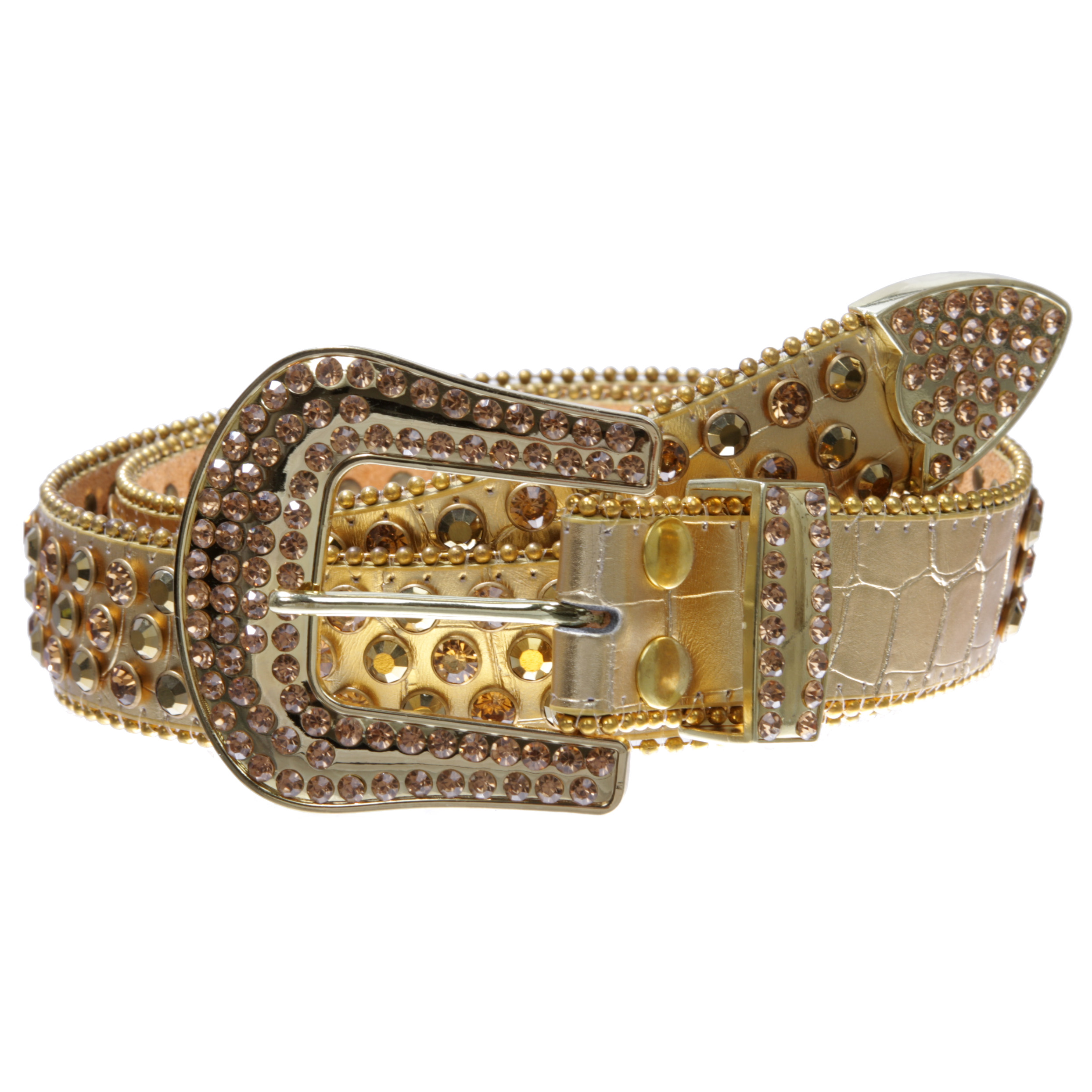 Kids Western Rhinestone Belt - Genuine Leather Cowboy Cowgirl Bling Belt With Diamond Buckle