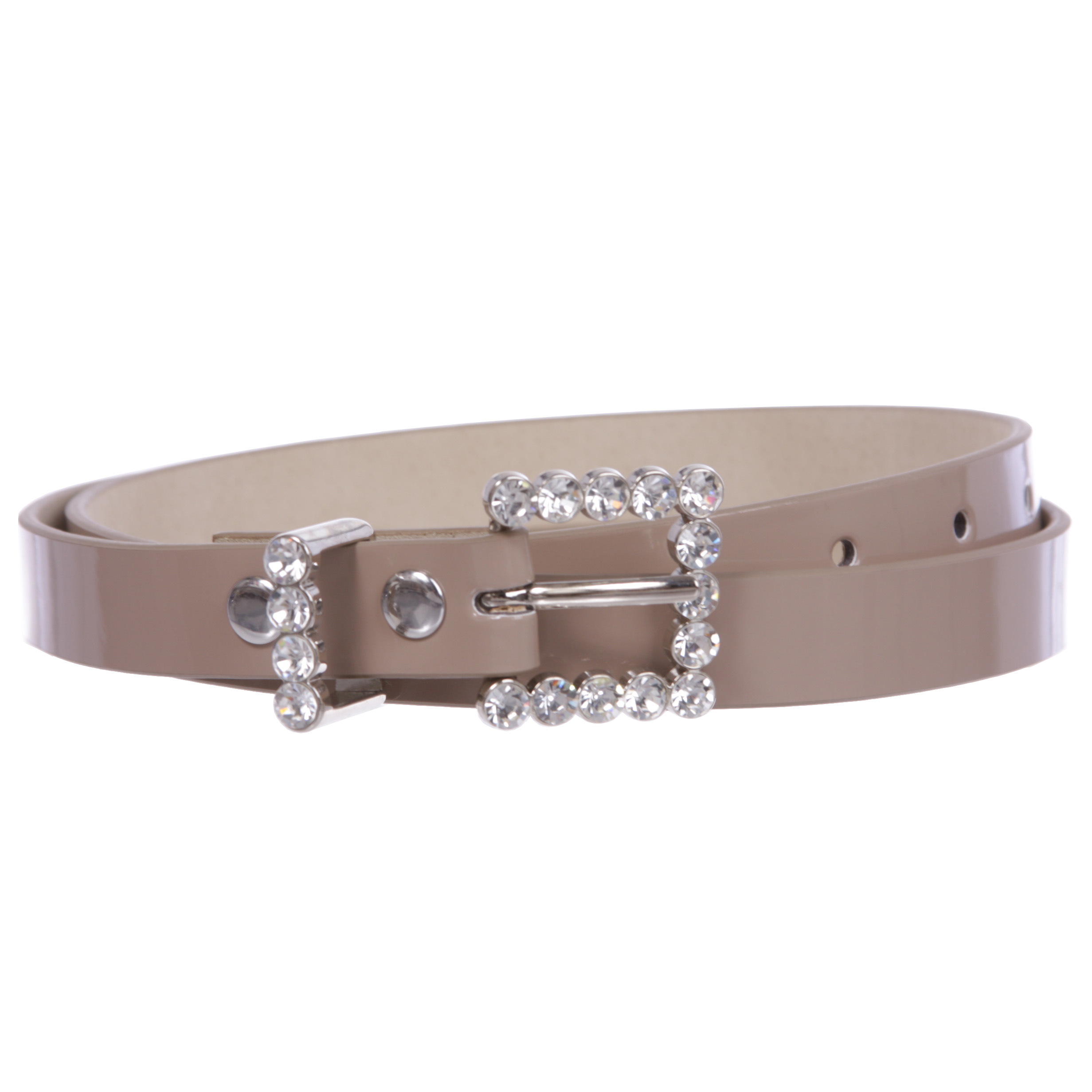 Rhinestone Buckle Skinny Patent Leather Belt Women main image 2
