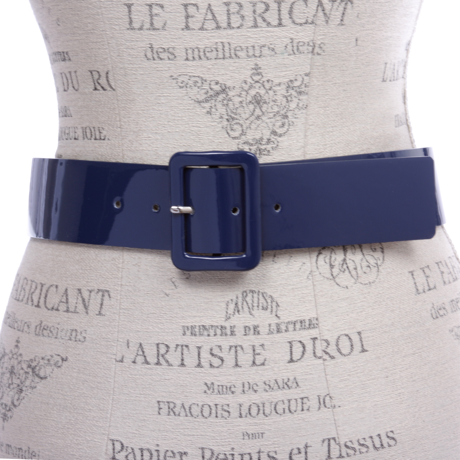 Women's High Waist Patent Leather Wide Fashion Square Belt - Picture 26 of 42
