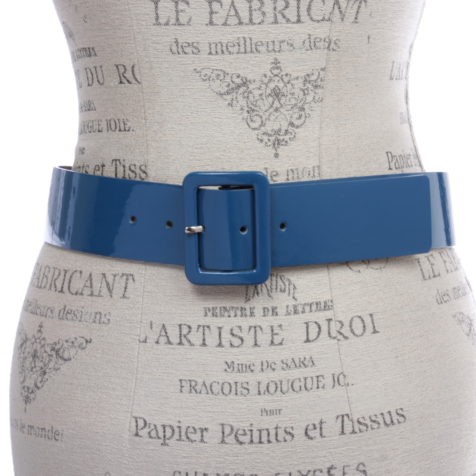 Women's High Waist Patent Leather Wide Fashion Square Belt - Picture 35 of 42
