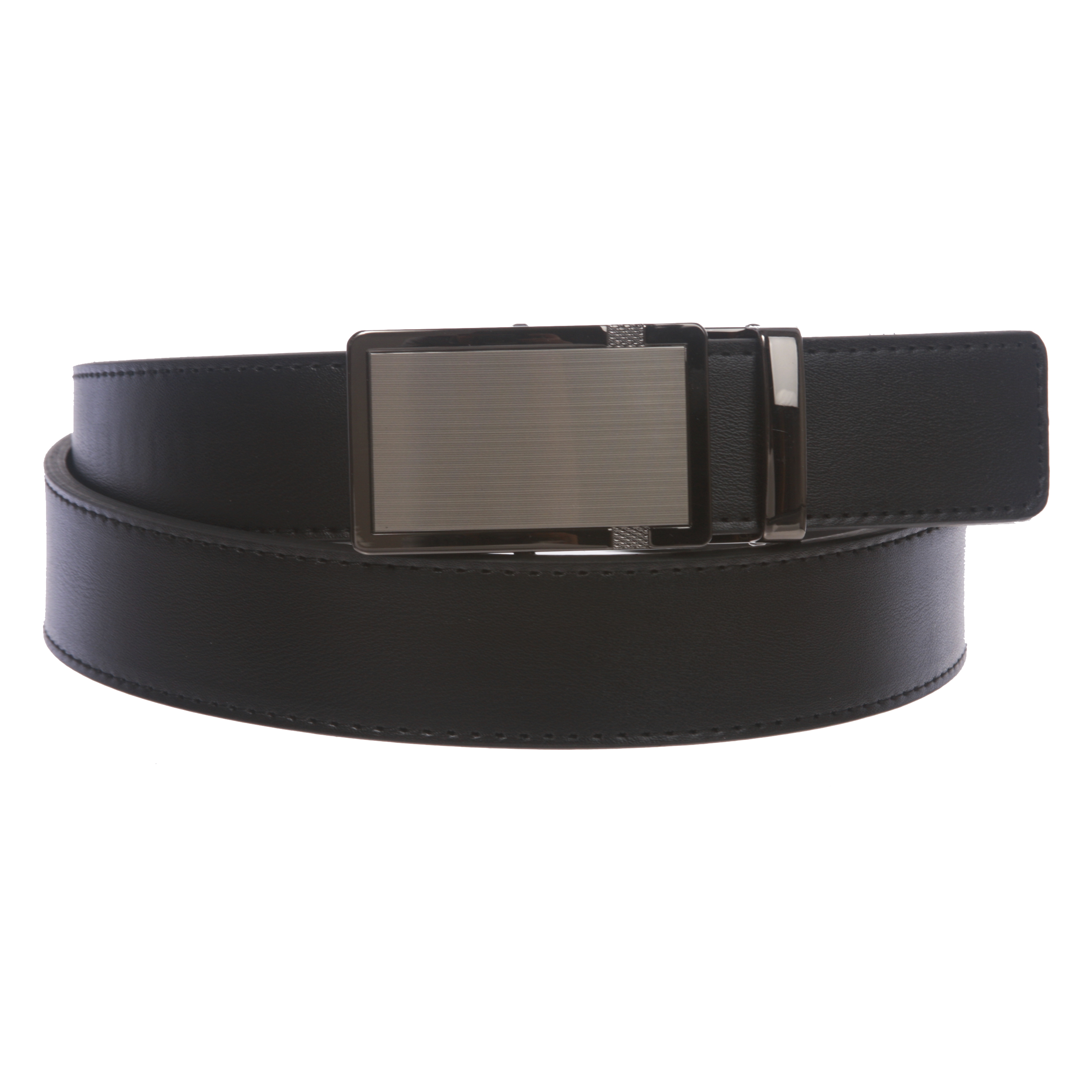 DOOPAI Men's Ratchet Belt 2-Pack - Leather, Automatic Buckle, Cut-to-Fit, Adjustable 28-56 Inch