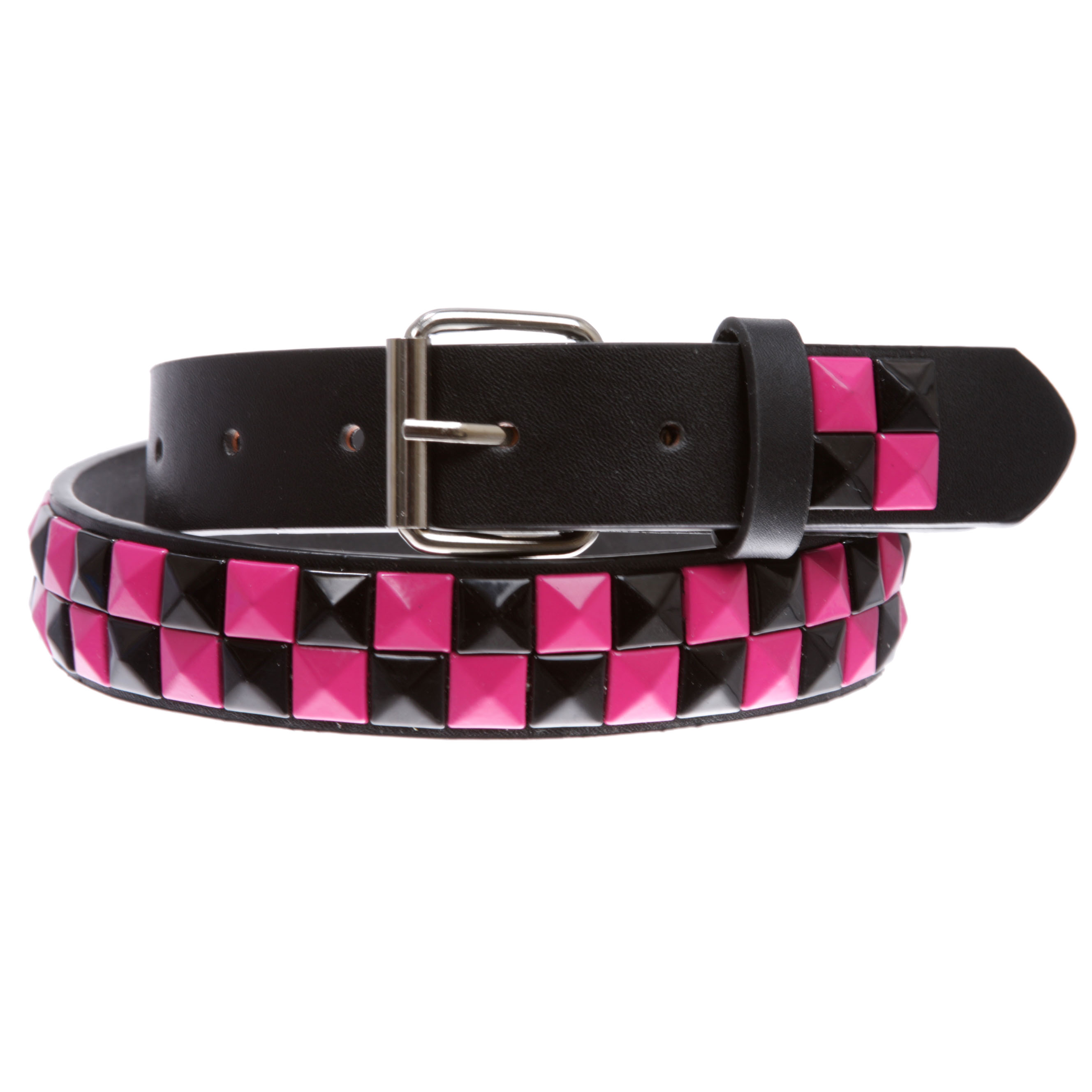 Kids Snap On Punk Rock Black & Hot Pink Star Studded Checkerboard