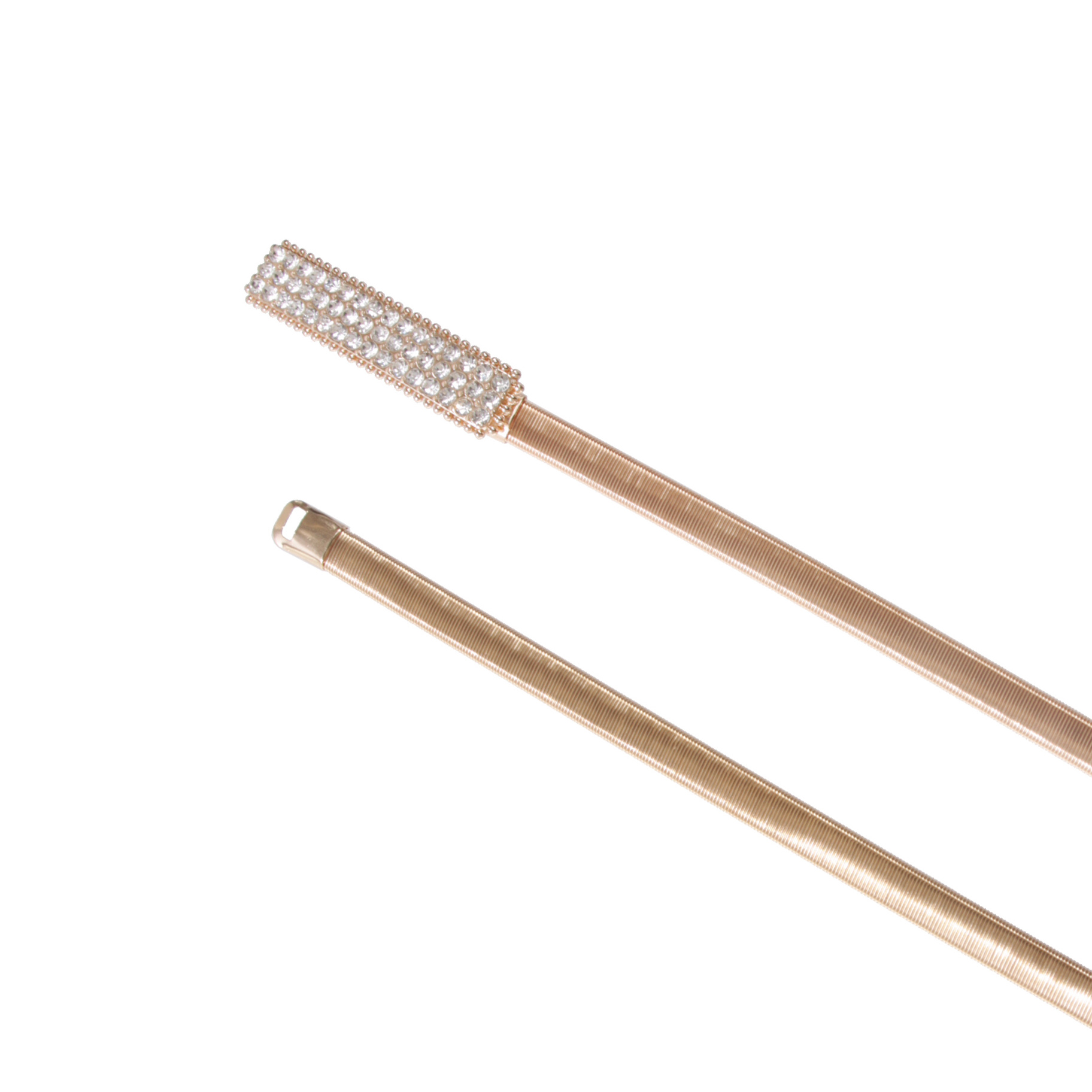 Cinturón elástico ajustado de metal para mujer con hebilla cuadrada de estrás - Imagen 9 de 12