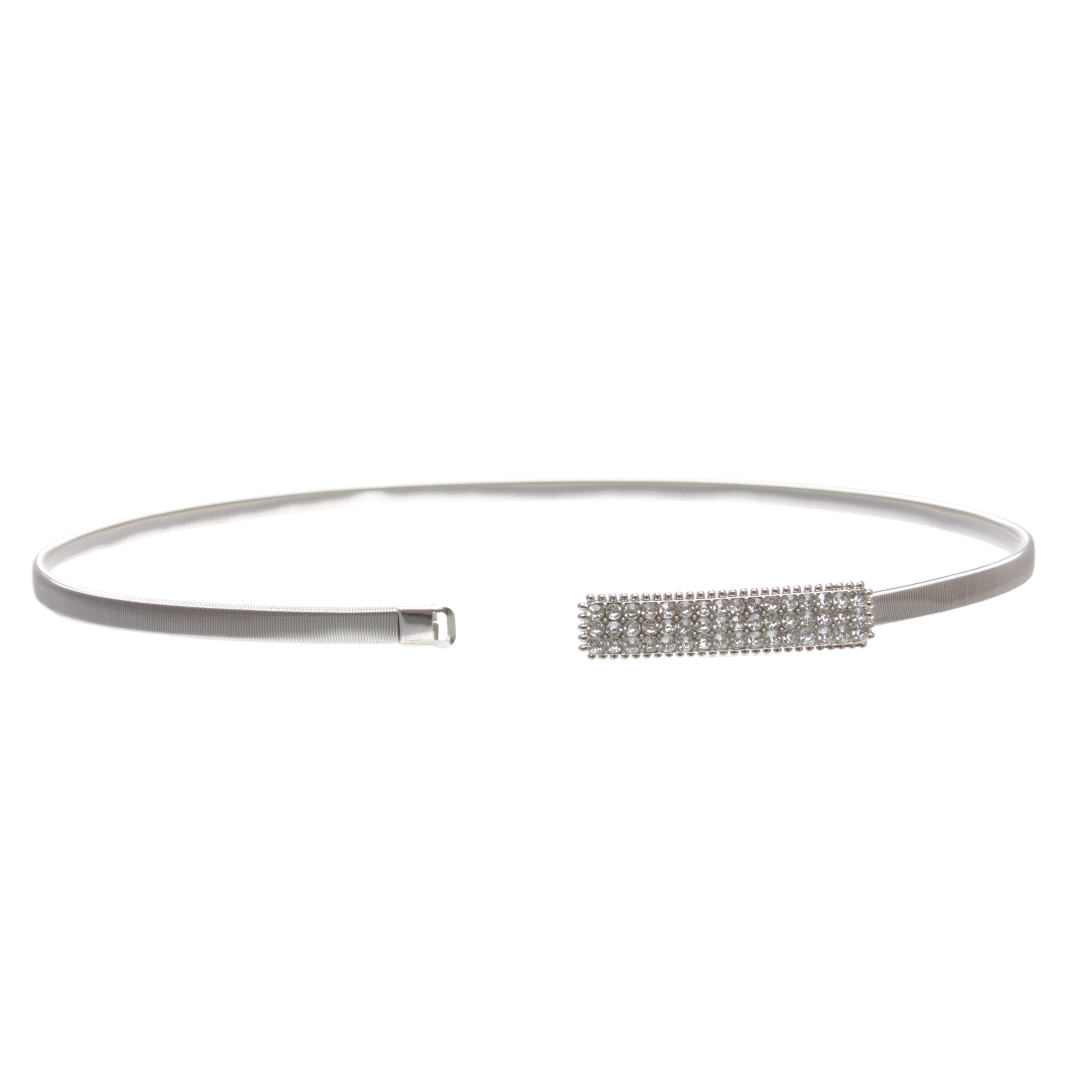Cinturón elástico ajustado de metal para mujer con hebilla cuadrada de estrás - Imagen 10 de 12