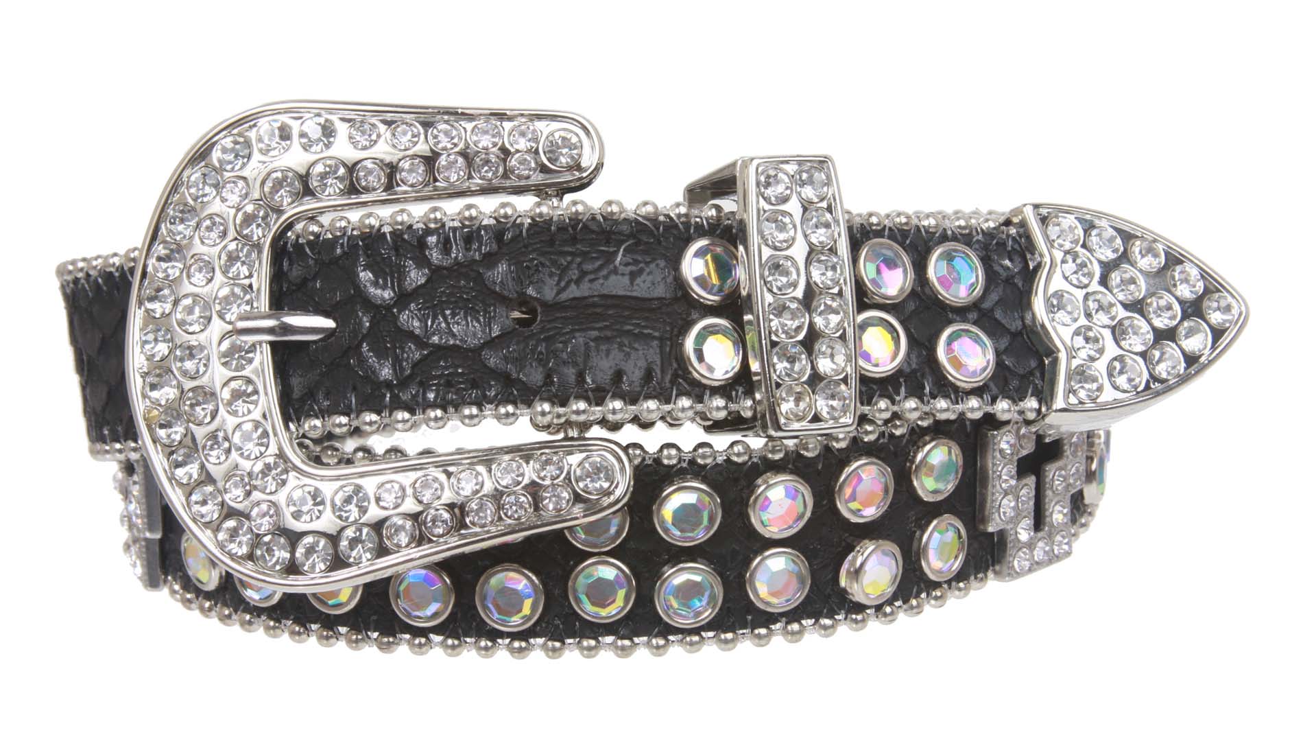 Kids 1" (25 mm) Western Cowgirl Rhinestone Cross Studded Skinny Belt - Picture 19 of 21