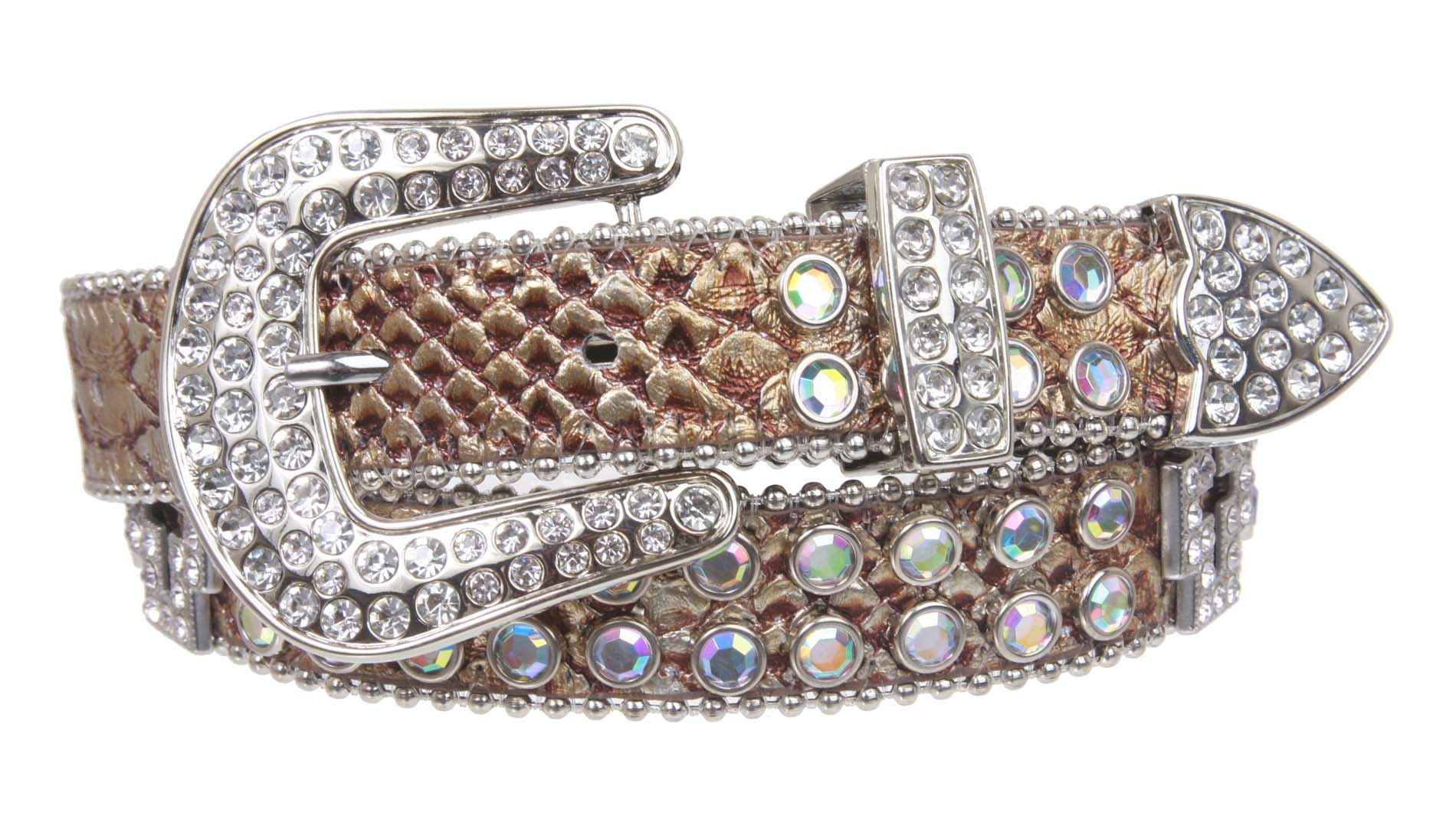 Kids 1" (25 mm) Western Cowgirl Rhinestone Cross Studded Skinny Belt - Picture 10 of 21