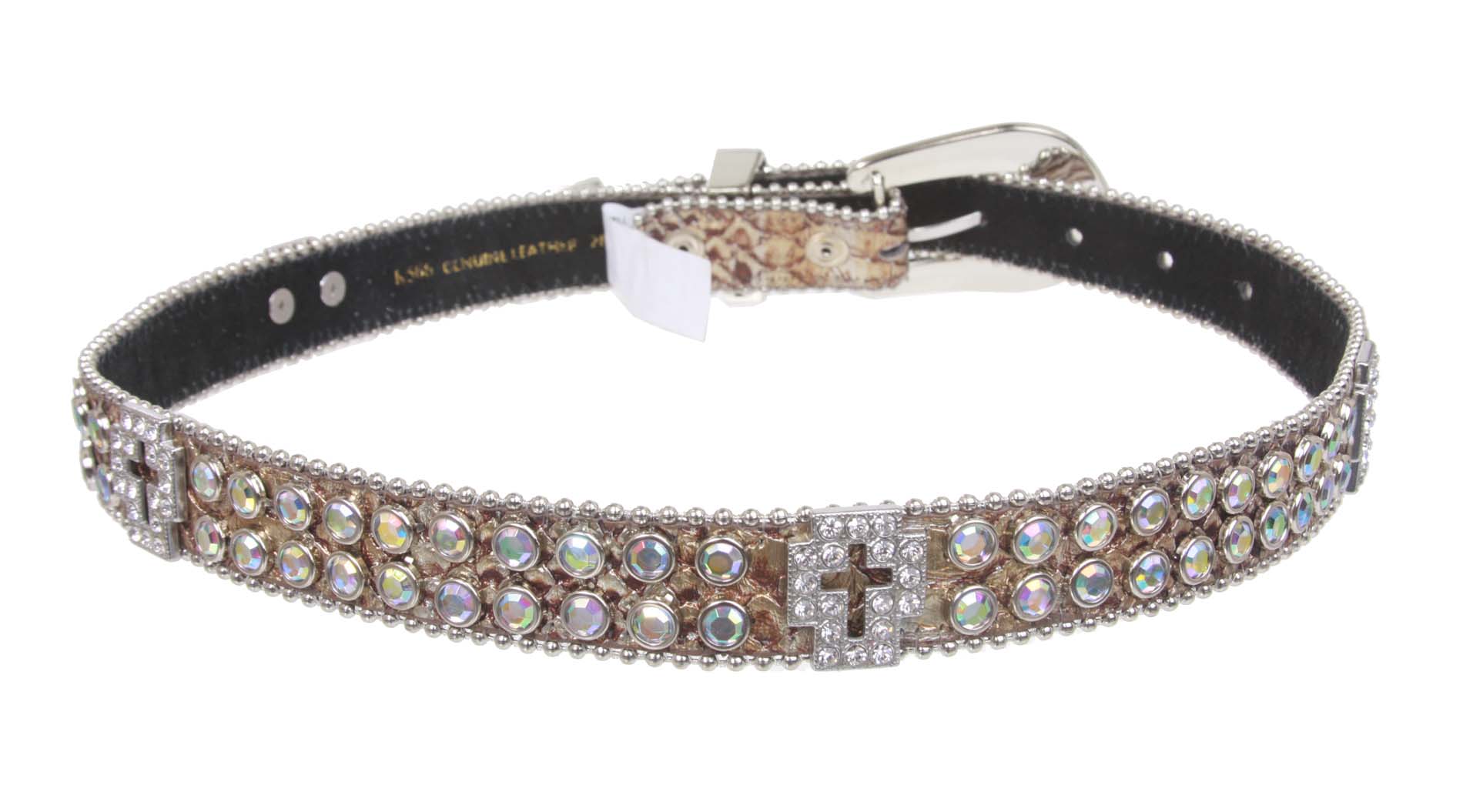 Kids 1" (25 mm) Western Cowgirl Rhinestone Cross Studded Skinny Belt - Picture 11 of 21
