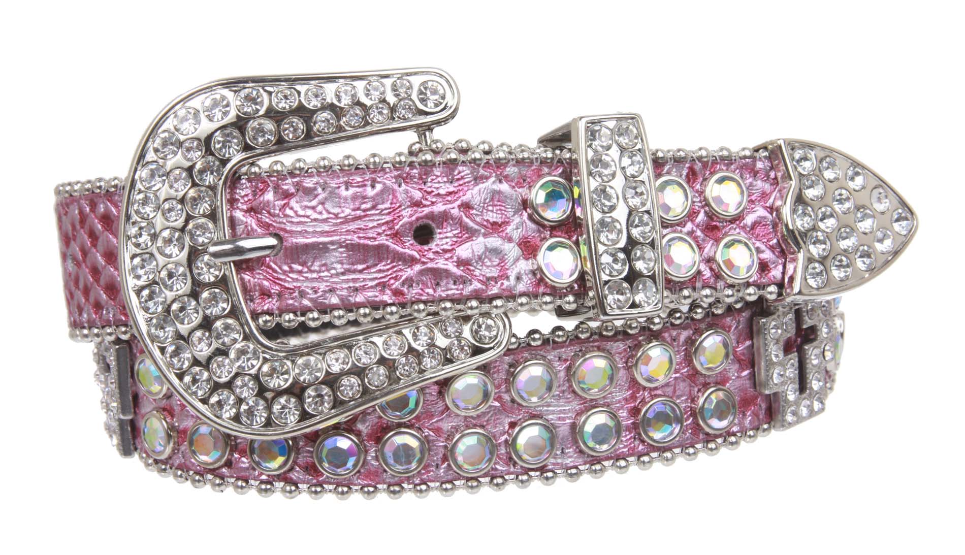 Kids 1" (25 mm) Western Cowgirl Rhinestone Cross Studded Skinny Belt - Picture 13 of 21