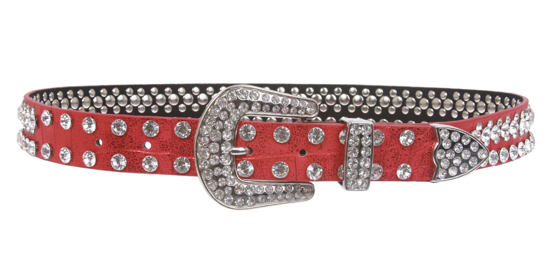 Western Ladies Skinny Rhinestone Studded Leather Belt Western Ladies Skinny Rhinestone Studded Leather Belt