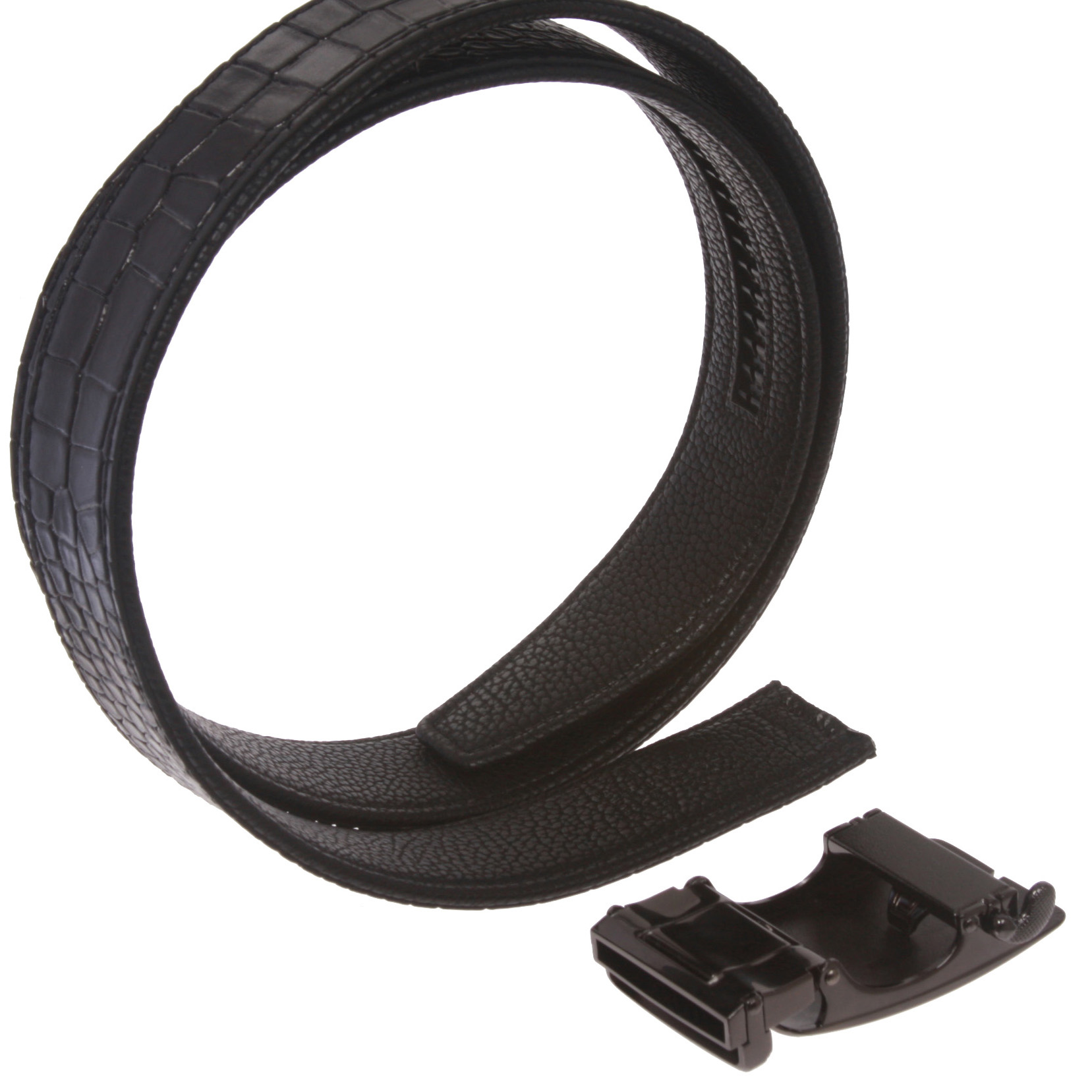 Men's Alligator Leather Automatic Buckle Slide Ratchet Dress Belt eBay