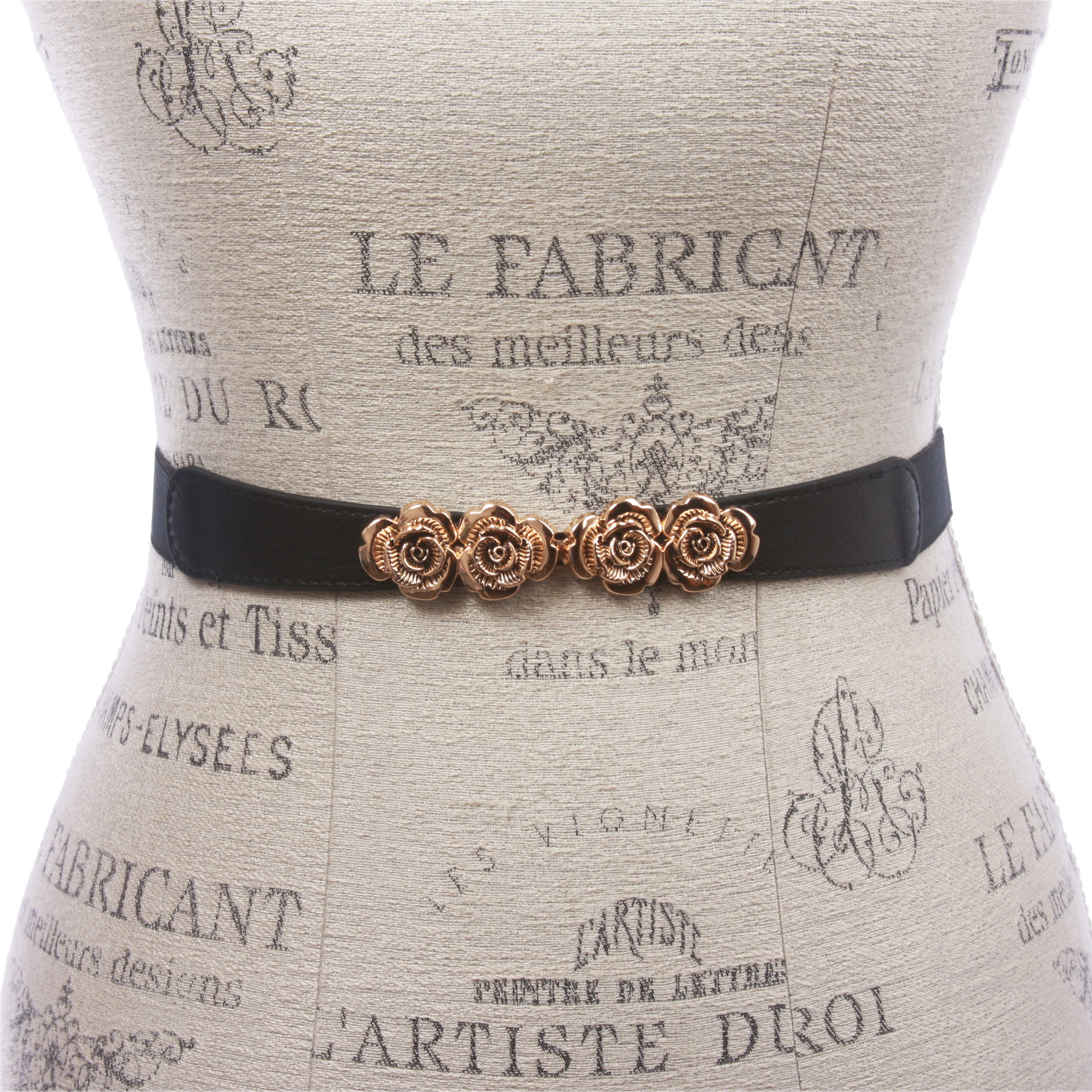 Cinturón elástico ajustado floral de moda rosa cintura alta de 1" para mujer - Imagen 20 de 22