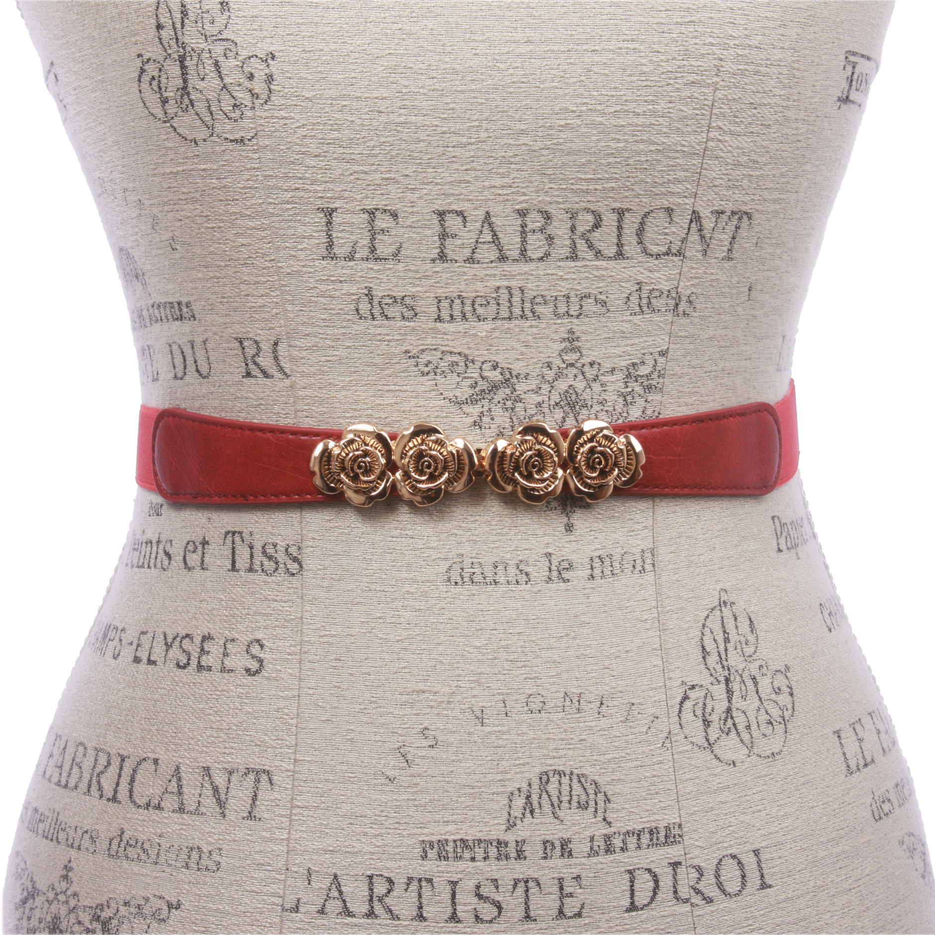 Cinturón elástico ajustado floral de moda rosa cintura alta de 1" para mujer - Imagen 14 de 22