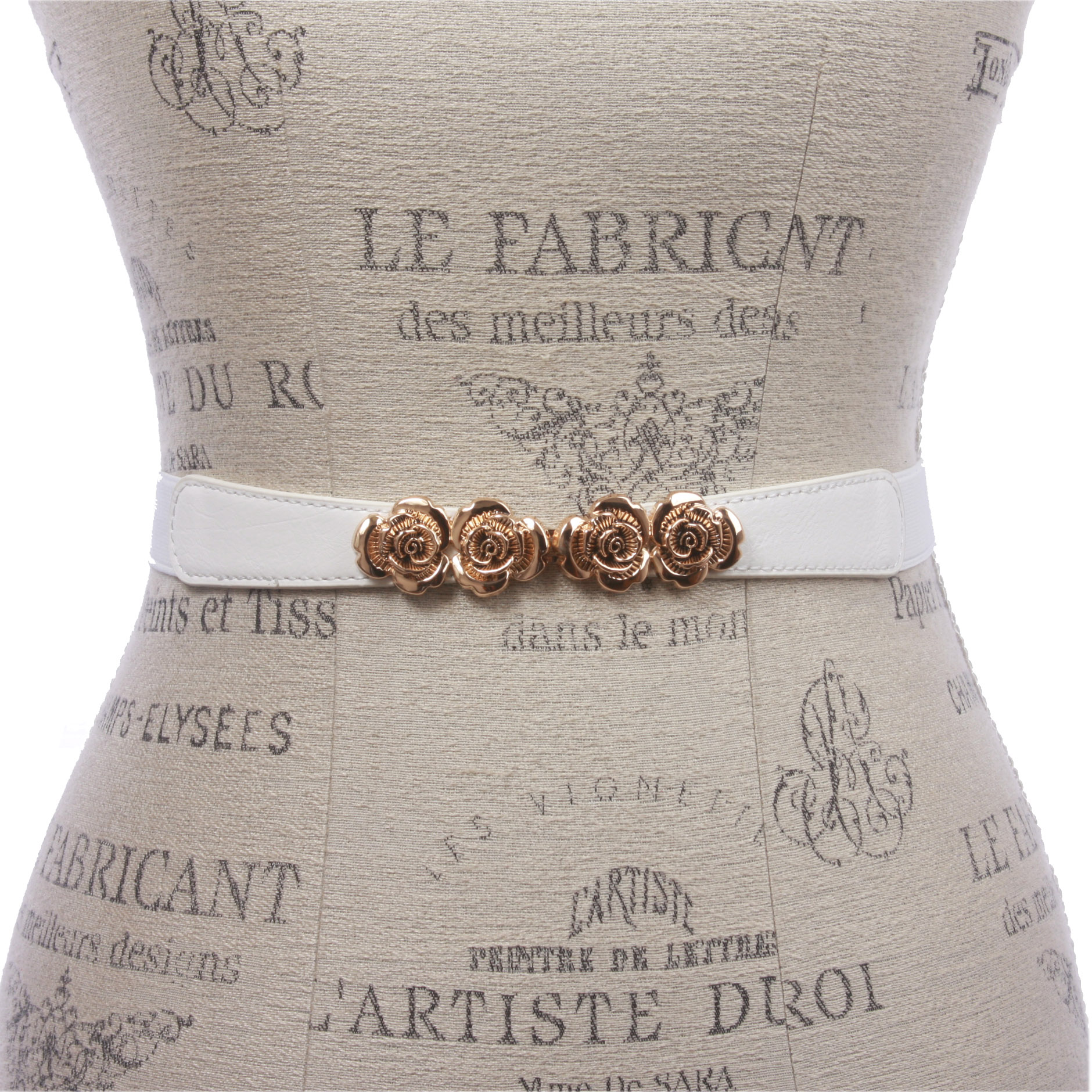 Cinturón elástico ajustado floral de moda rosa cintura alta de 1" para mujer - Imagen 16 de 22