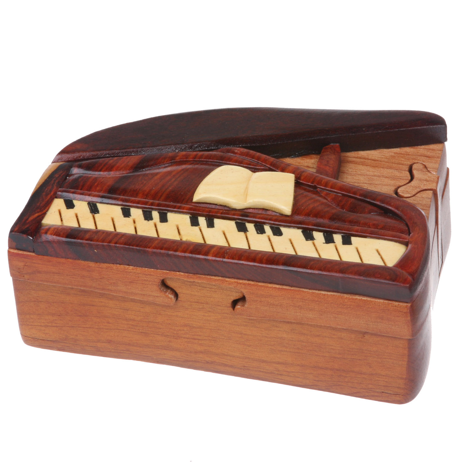 Handcrafted Wooden Musical Instrument Secret Jewelry Puzzle Box Piano