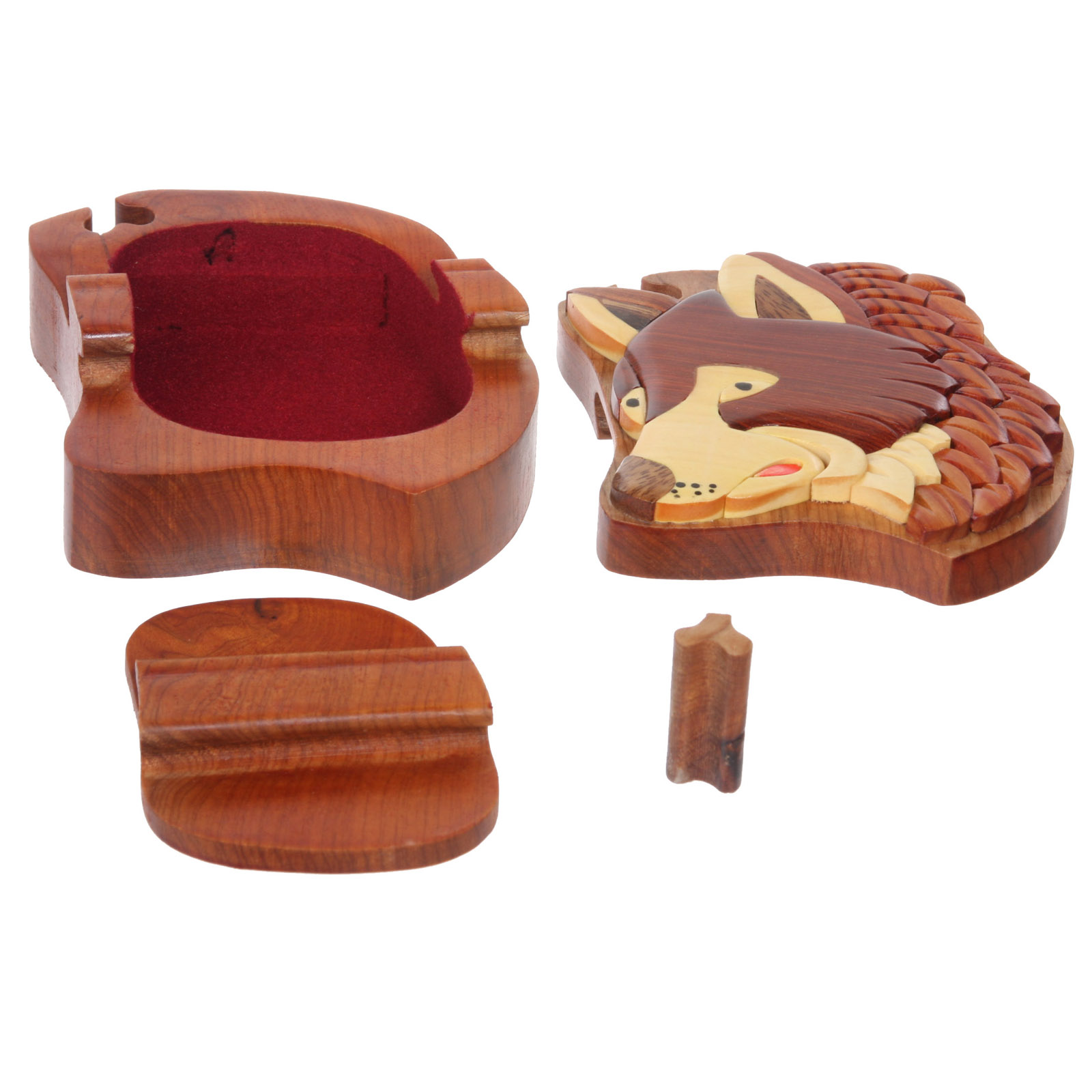 Handcrafted Wooden Secret Jewelry Puzzle Box Wolf eBay