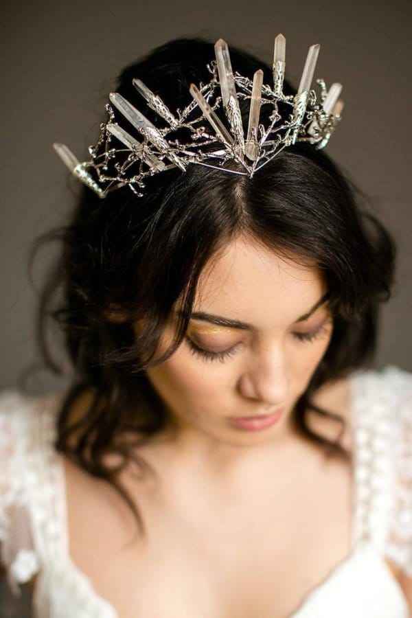 tiara de noiva alternativa de quartzo