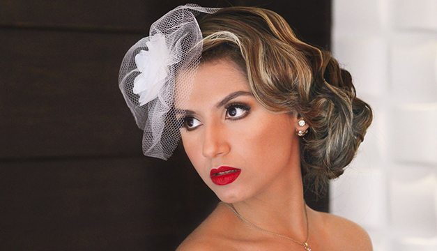 Maquillaje vintage velo de novia