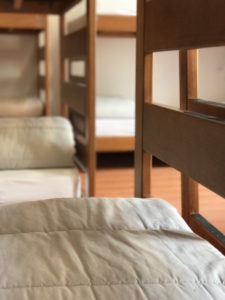 Bunk beds in 2300 Thomar hostel in Thomar, Portugal.