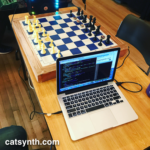 Dania Luck. Chess board and SuperCollider patch.