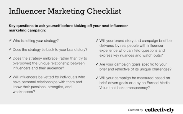 One Size Does Not Fit All Influencer Marketing Checklist