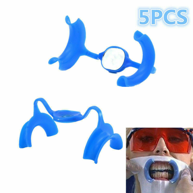 5PCS Dental Teeth Whitening Cheek Retractor Clear Blue M-Shape Middle Size dts071