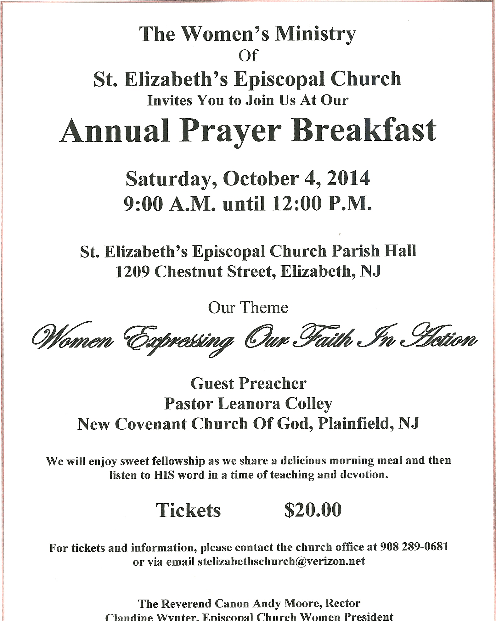 The Episcopal Diocese of New Jersey Annual Prayer Breakfast