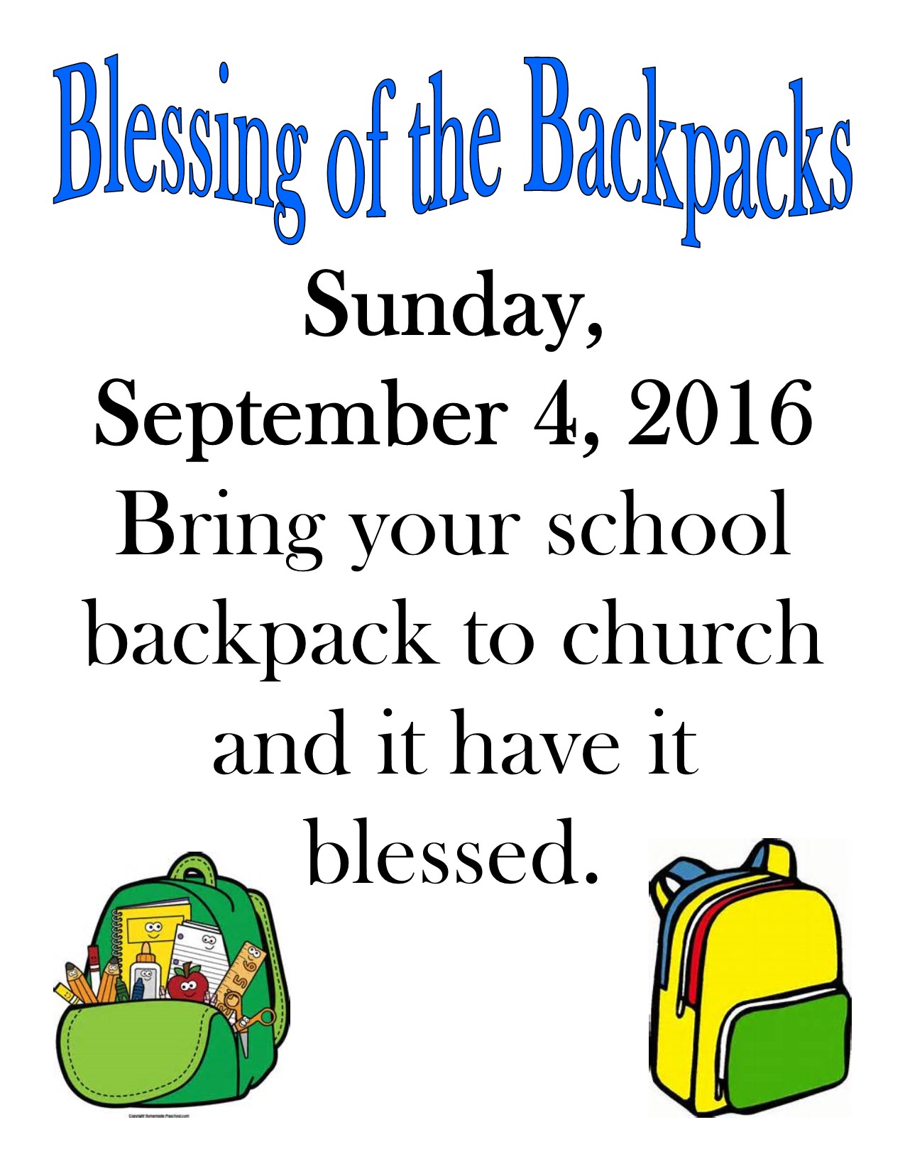 The Episcopal Diocese of New Jersey Blessing of the Backpacks
