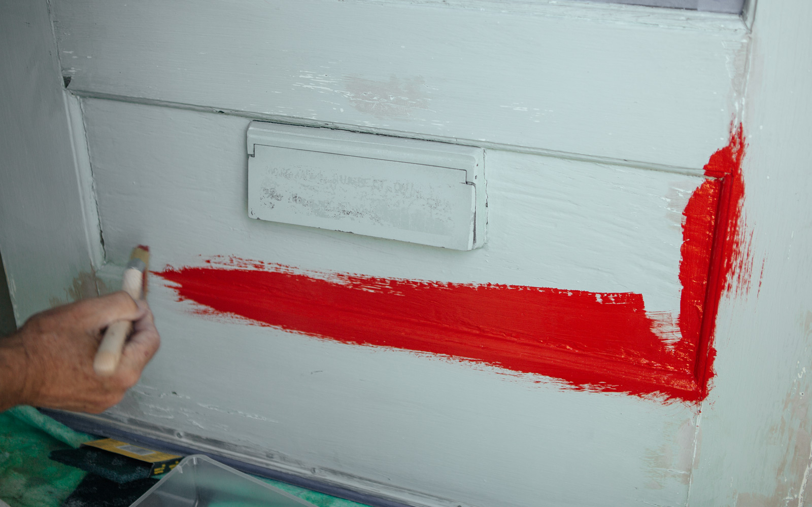 red paint on front door red paint on front door