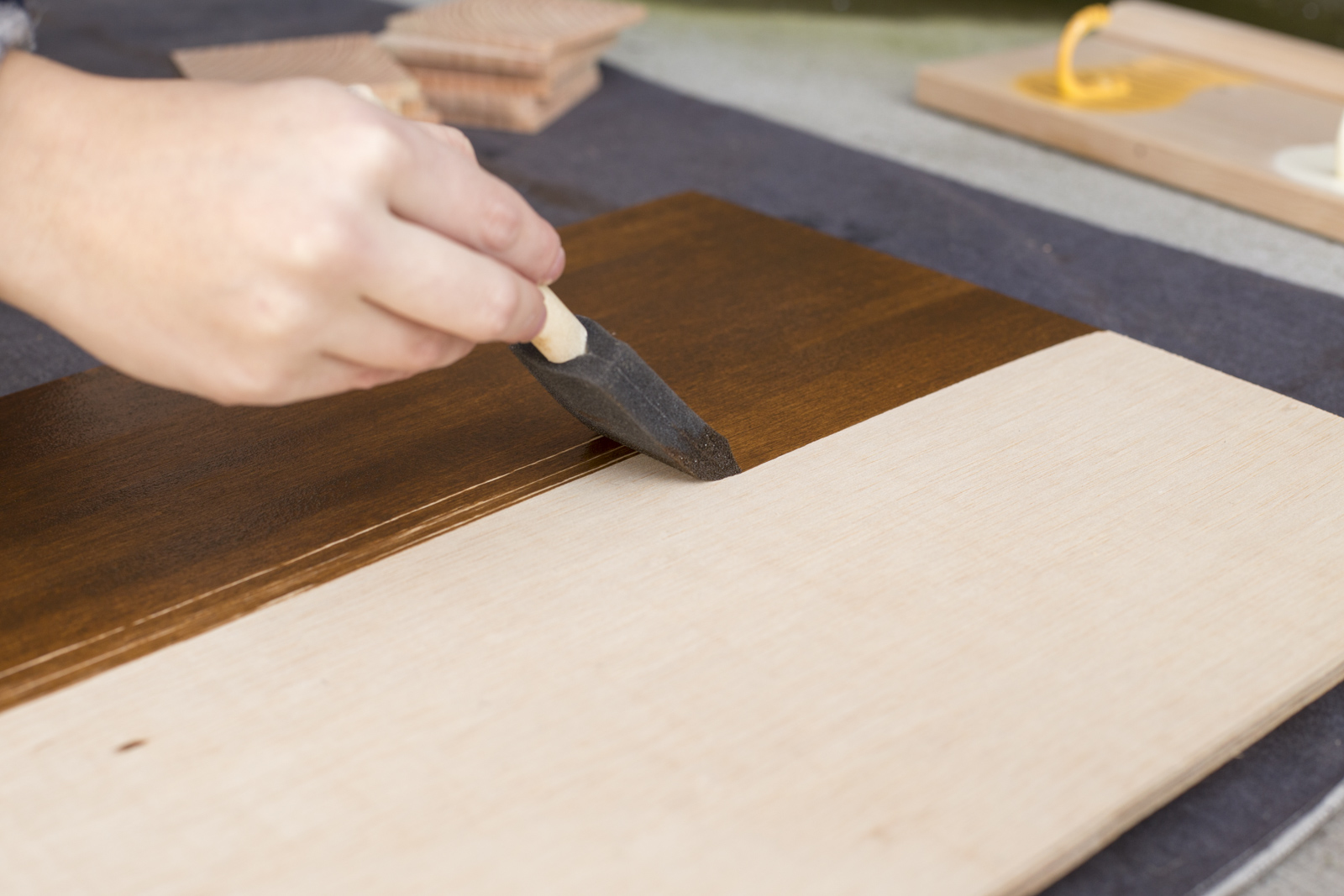 stain wooden tray