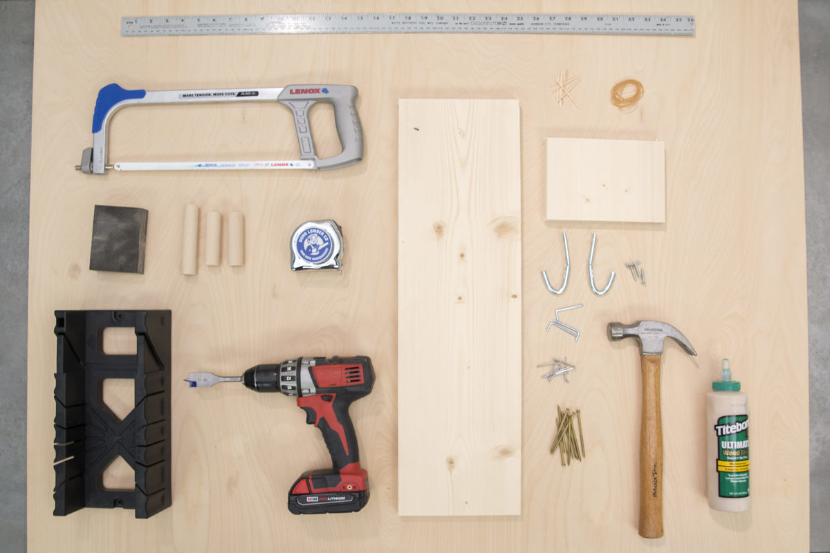 materials for a storage pegboard