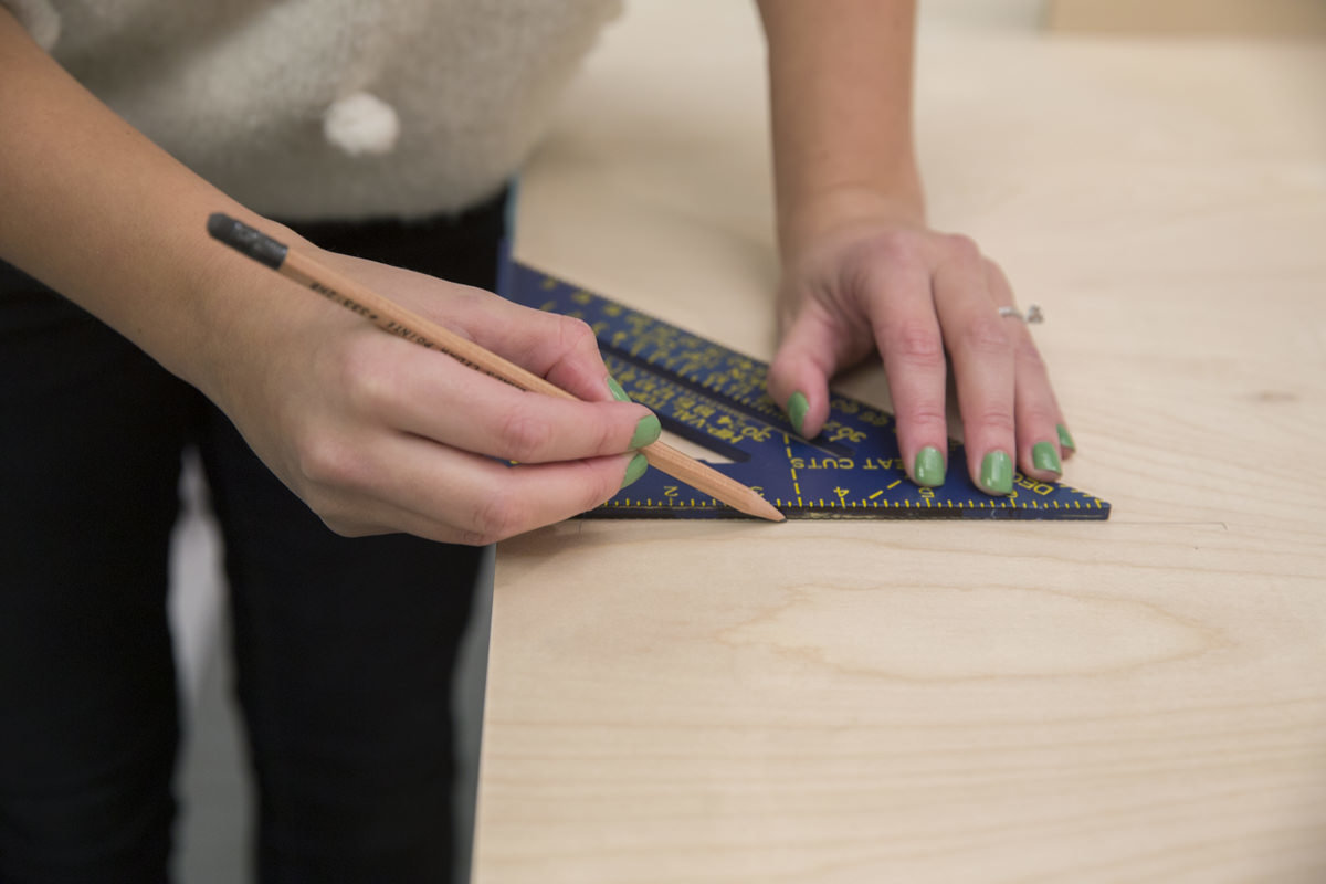 marking for shelf in storage pegboard