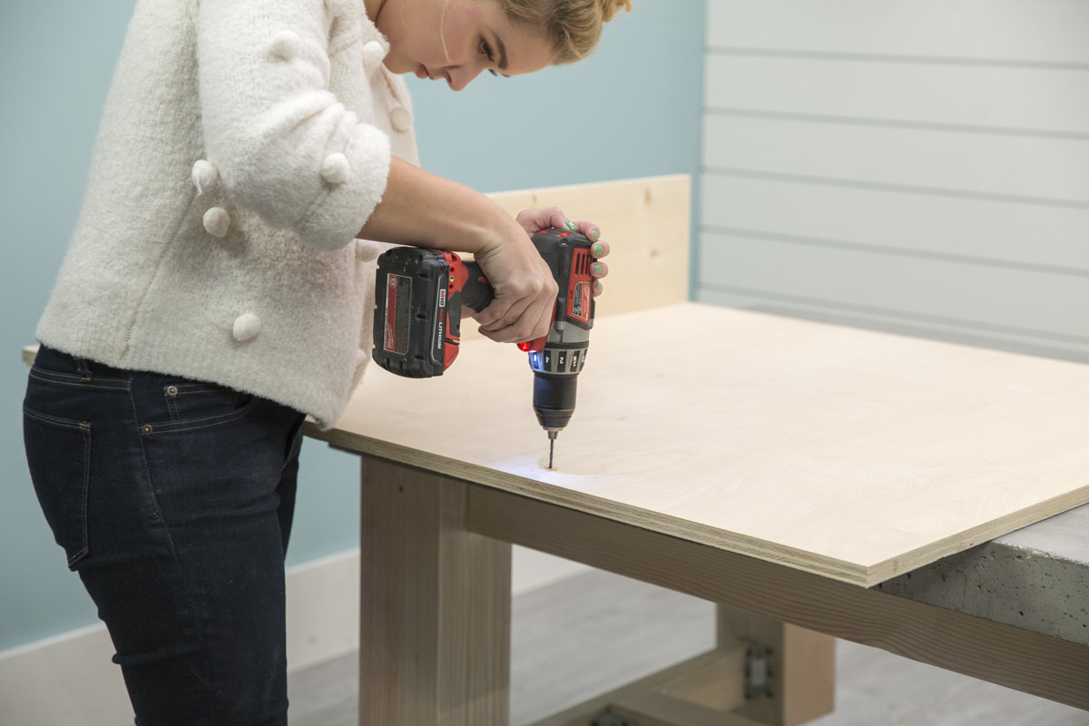 drilling in storage pegboard